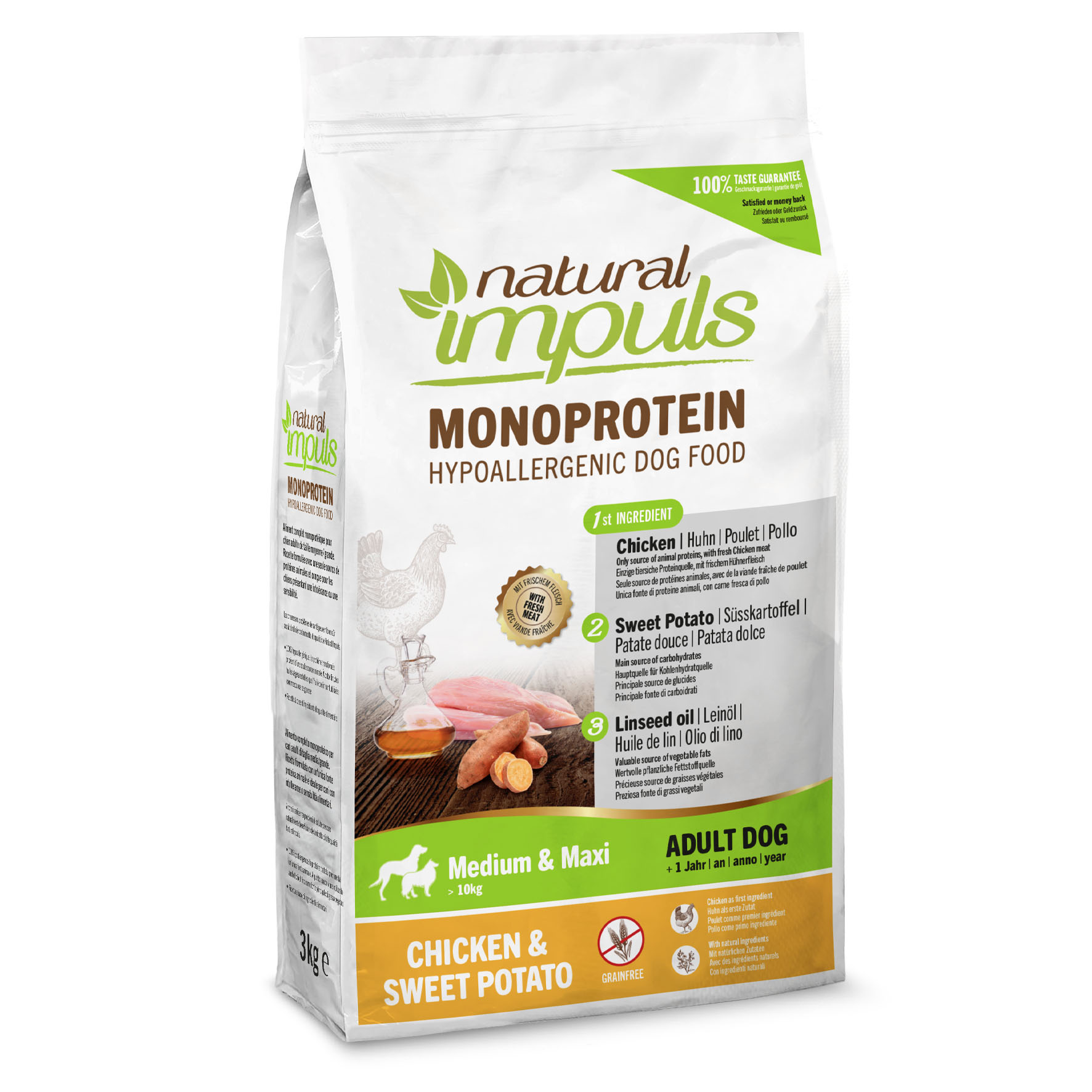 Natural Impuls Adult Medium & Maxi - Poulet & patates douces, 3kg