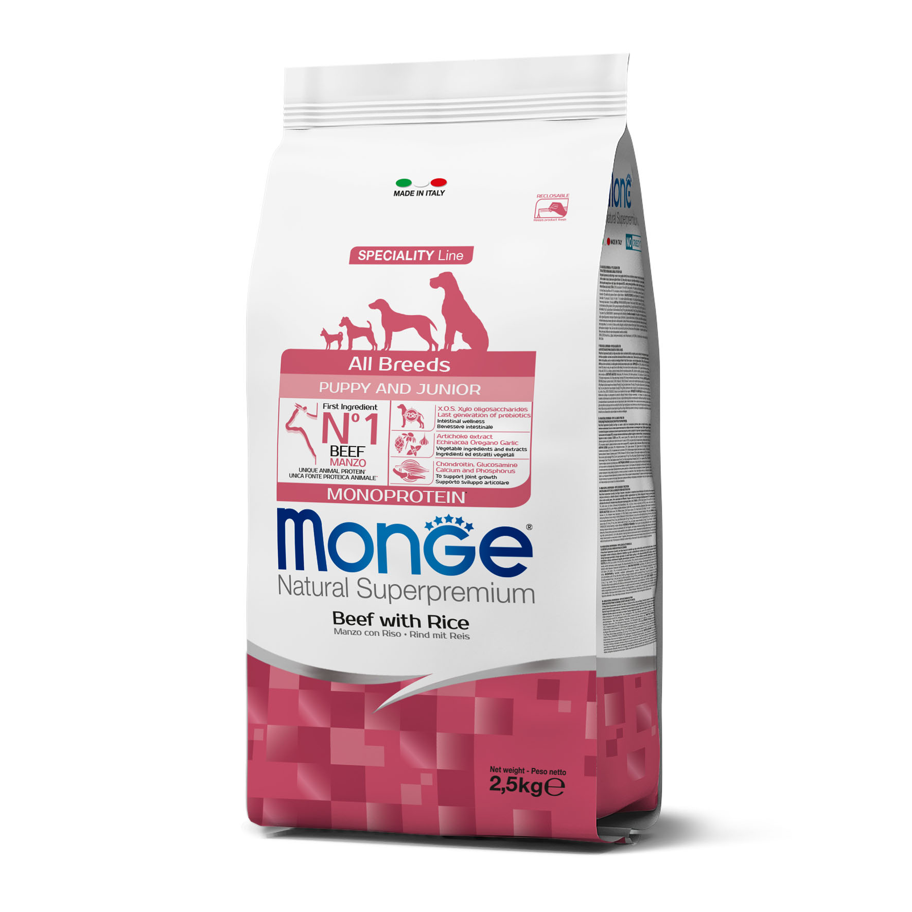 Monge Dog Puppy & Junior All Breeds boeuf & riz, 2.5kg