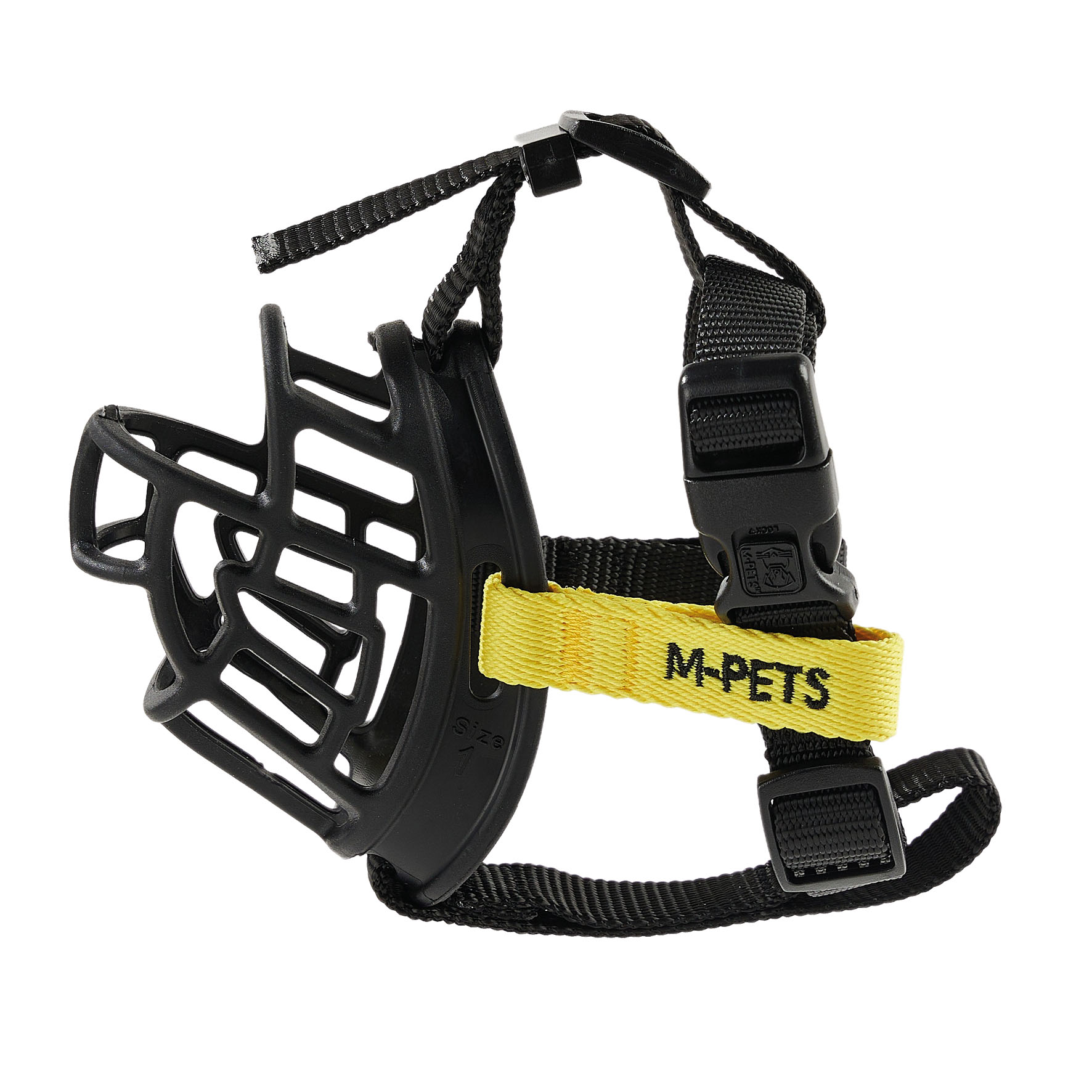 M-Pets Muselières, noire-jaune XS:14x10x4cm