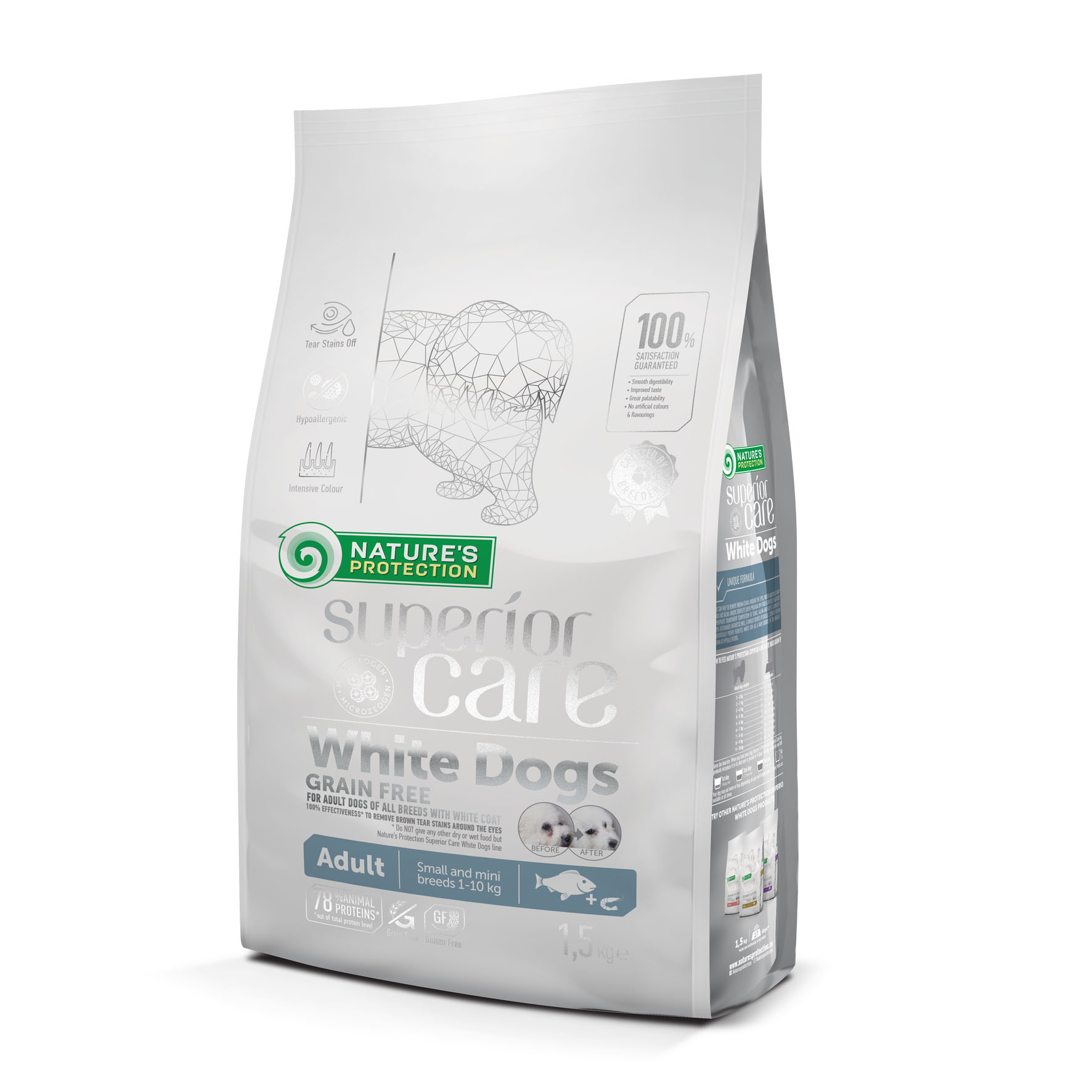 Superior Care White Dogs, Small & Mini, pesce bianco, 1.5kg