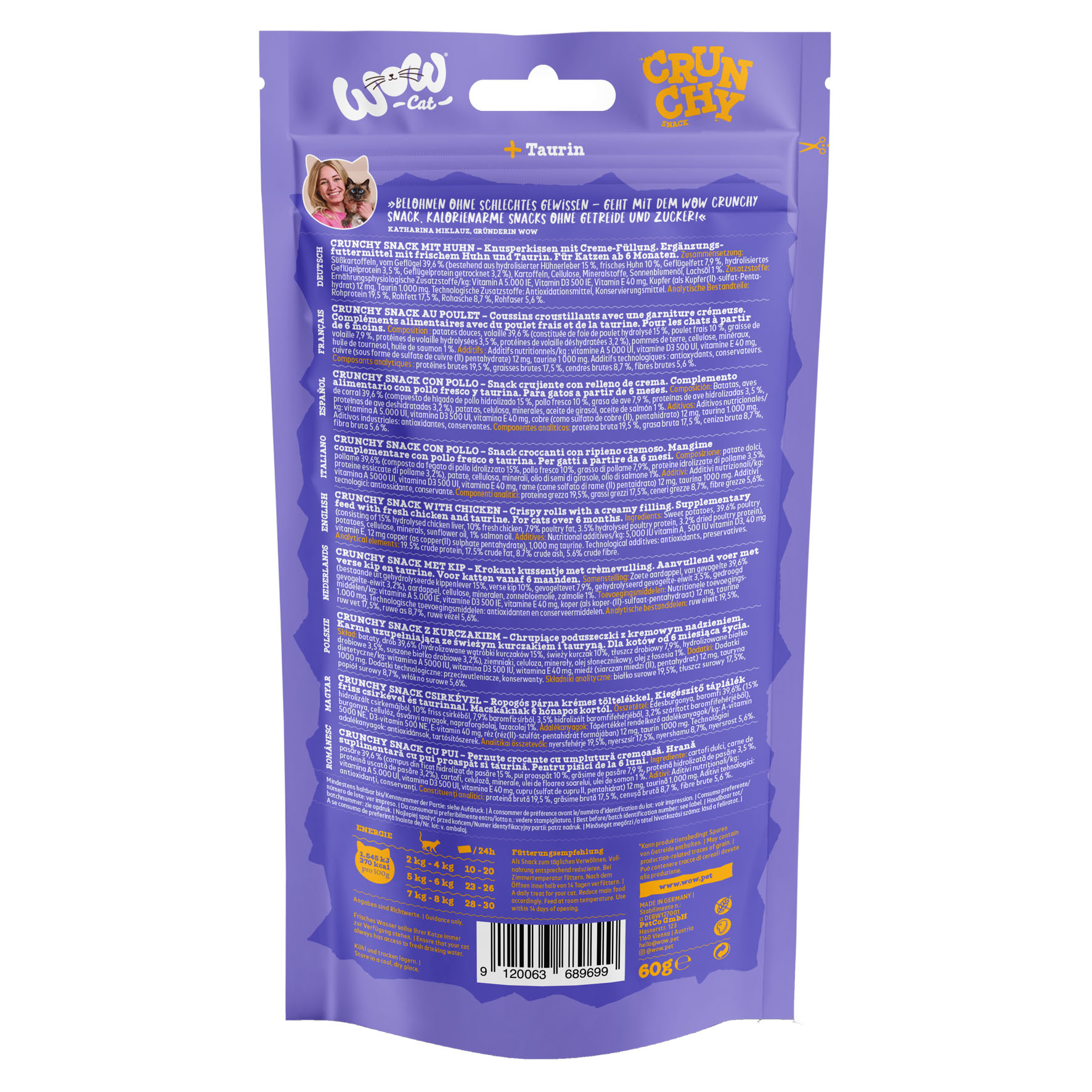 WOW CAT Crunchies mit Huhn, 60g