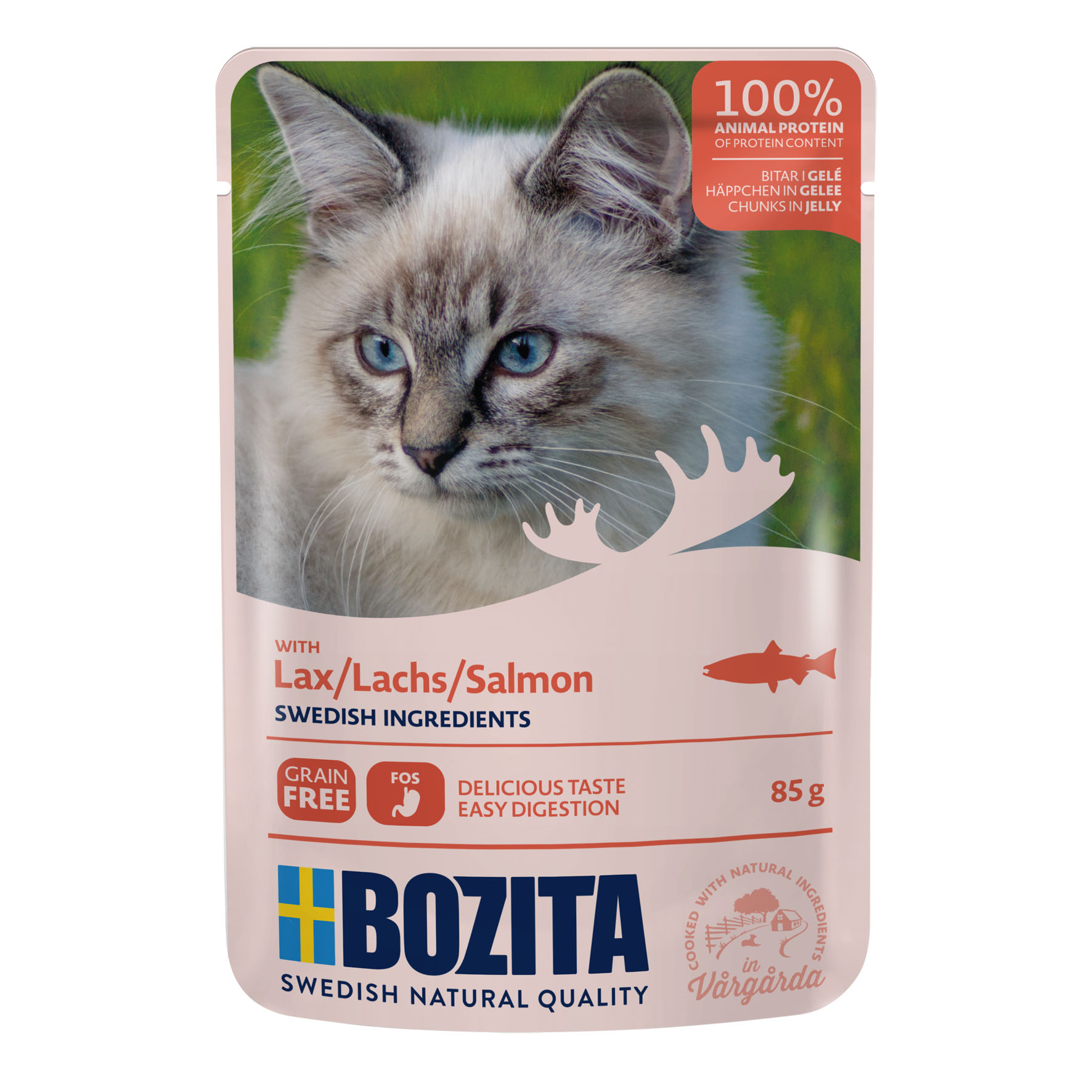 Bozita Pouch Bouchées en Gelée saumon, 85g