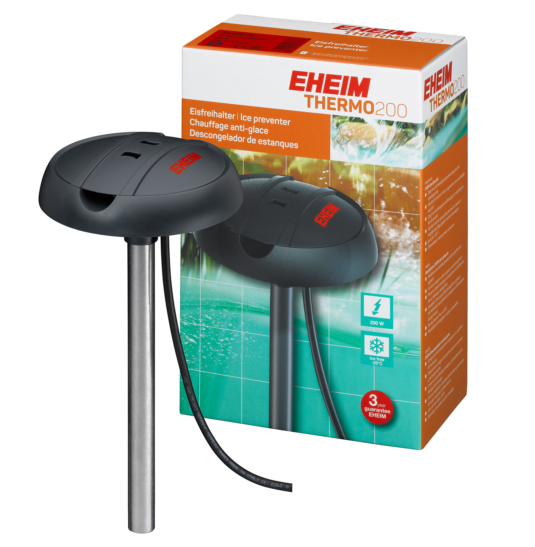Eheim Thermo200 - Dispositivo antighiaccio, 200 W, lunghezza cavo 10 m