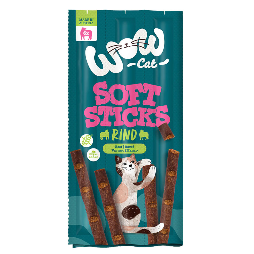 WOW CAT Soft Sticks Rind, 6x5g