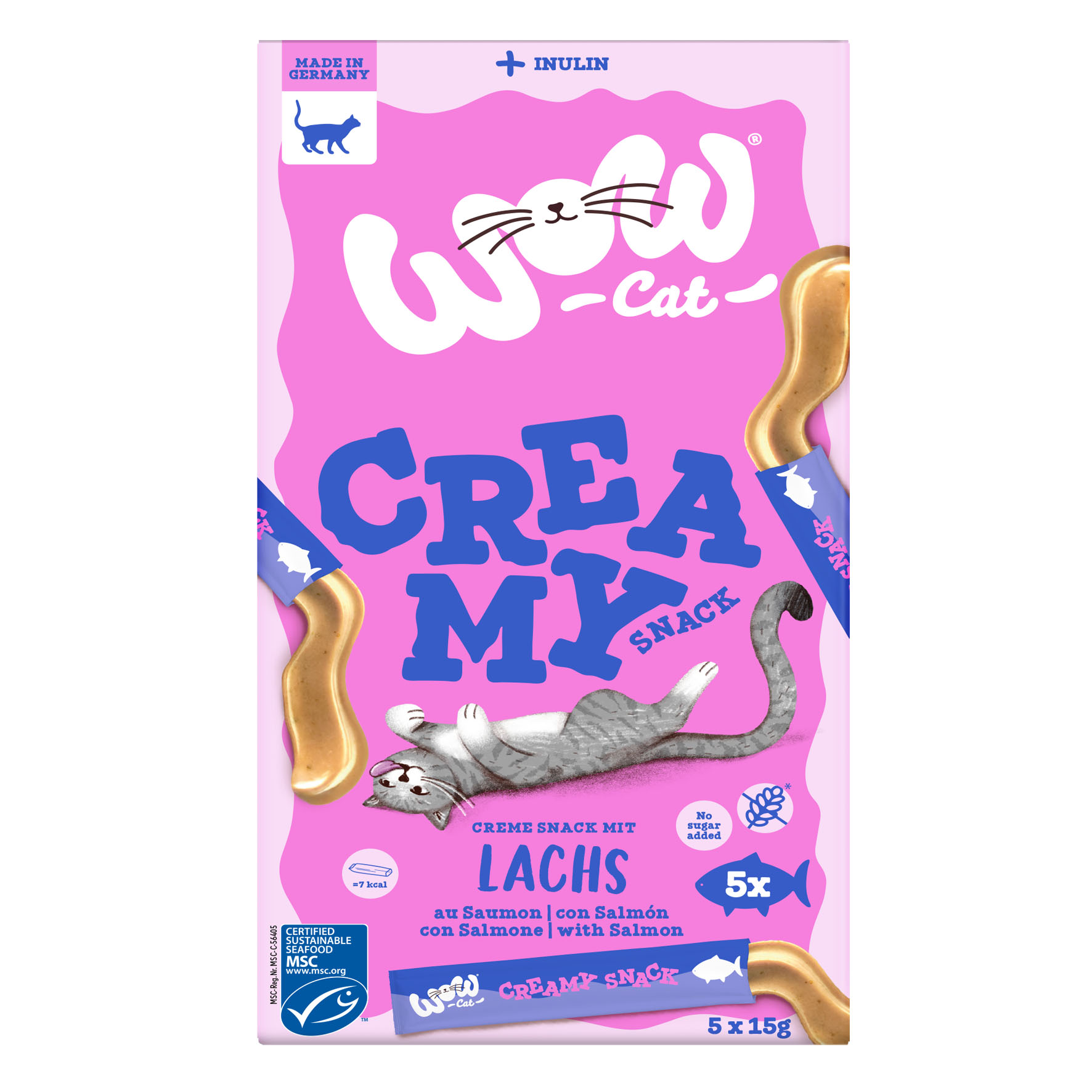 WOW CAT Creamy mit Lachs, 5x15g