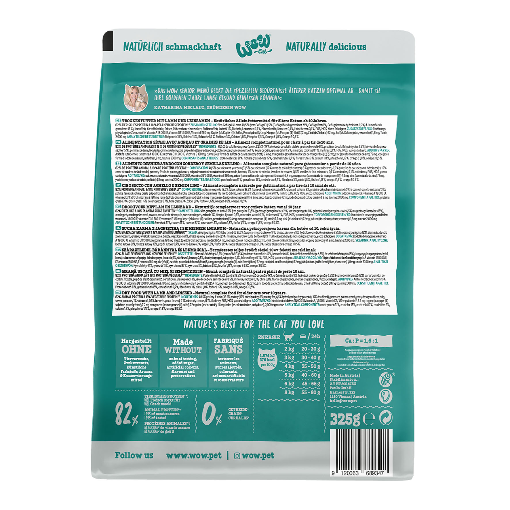 WOW Cat Senior mit Lamm, 325g