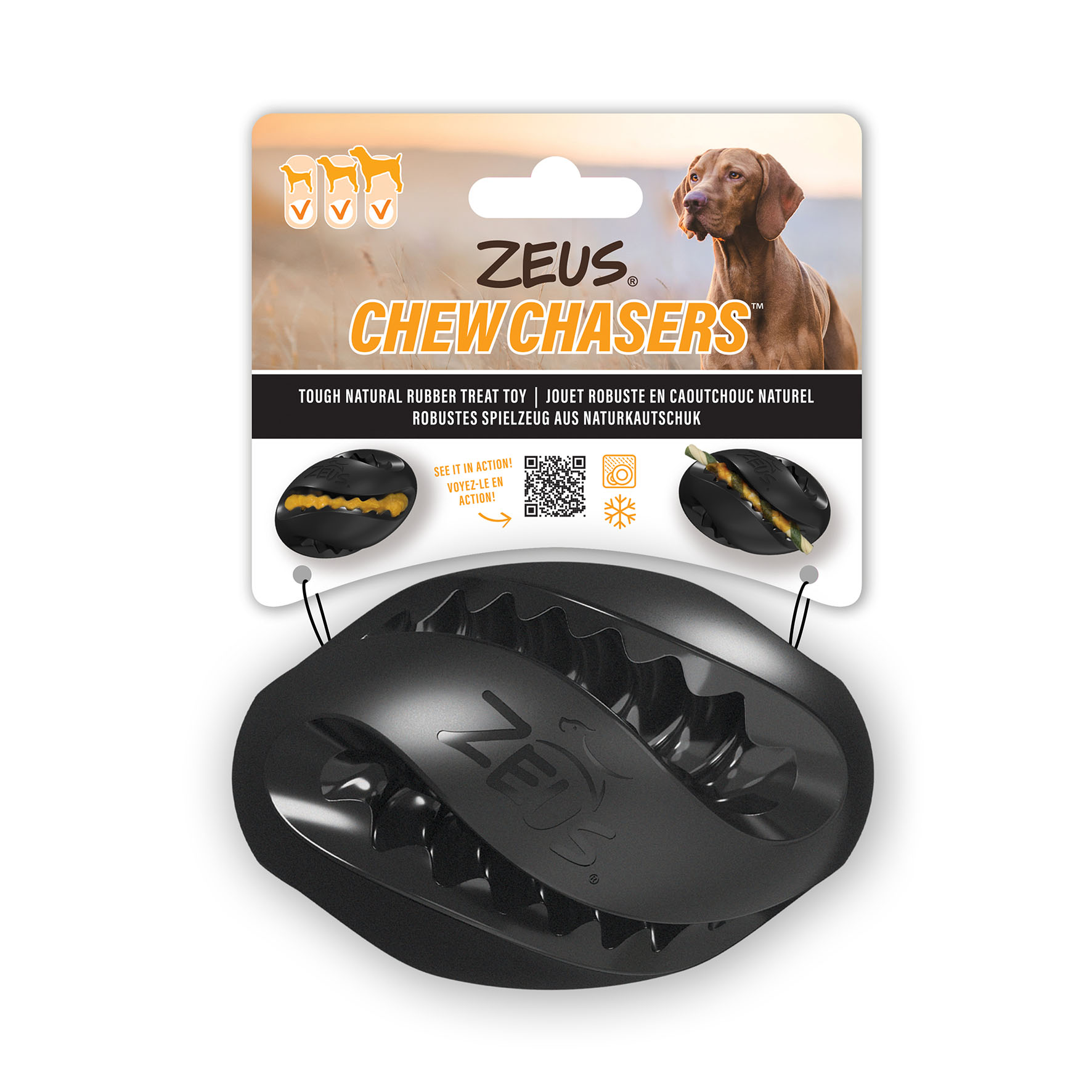 Zeus Chewchasers Rugby Ball, 12.5cm, schwarz