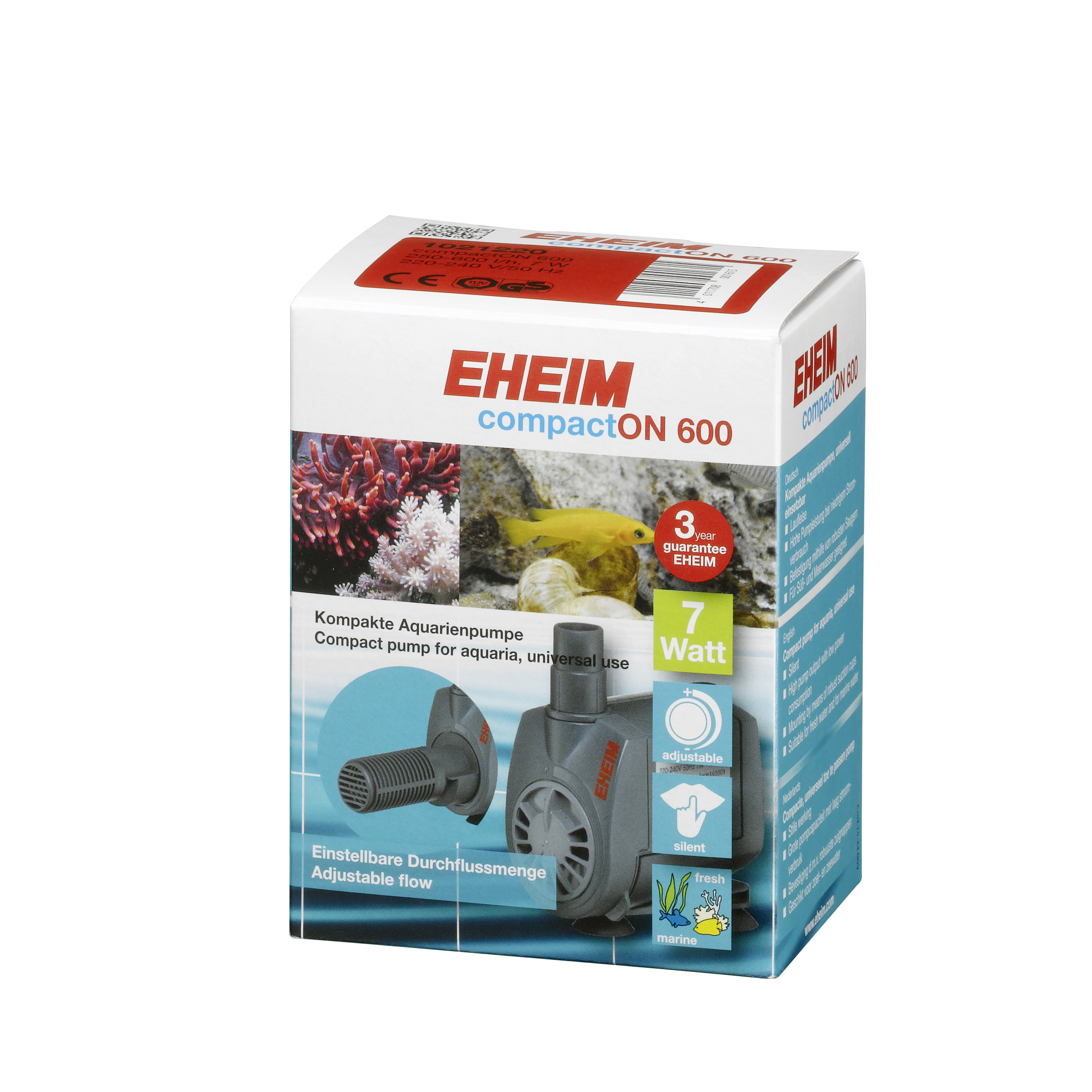 Eheim pompe d’aquarium CompactOn 600, 250-600l/h, 7W, 1.0Hmax m