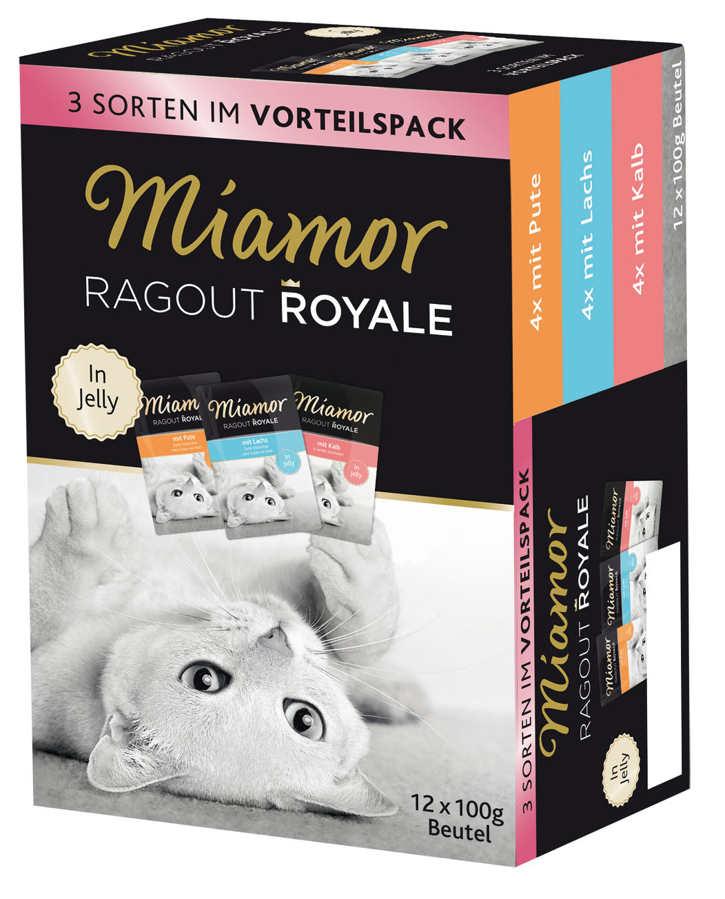 Miamor Ragout Royale Multibox, 12x100g mit Pute, Lachs und Kalb