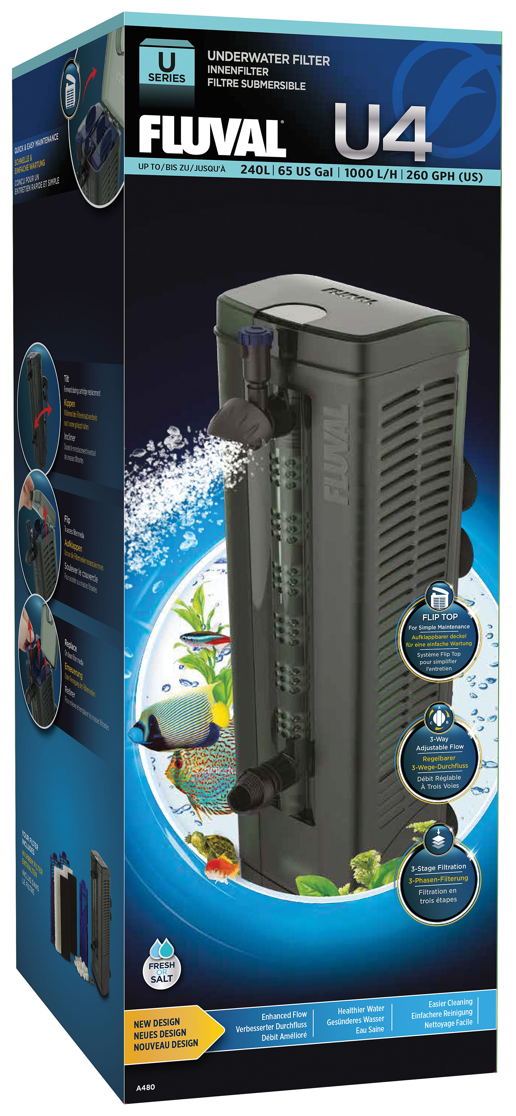 Fluval filtre intérieur U4-Serie 1000l/h