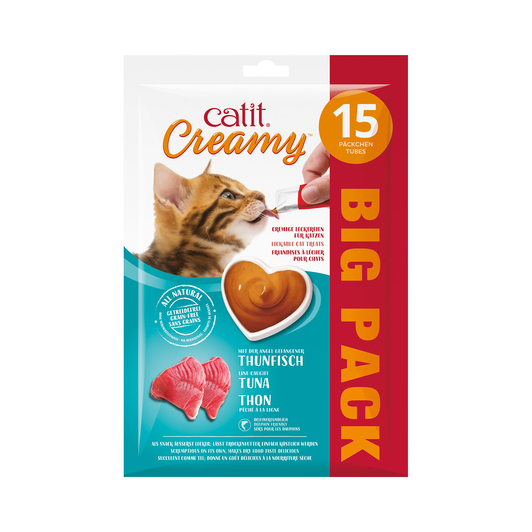 Catit Creamy - Thon GRAND FORMAT, friandise pour chat, 15 x 10 g