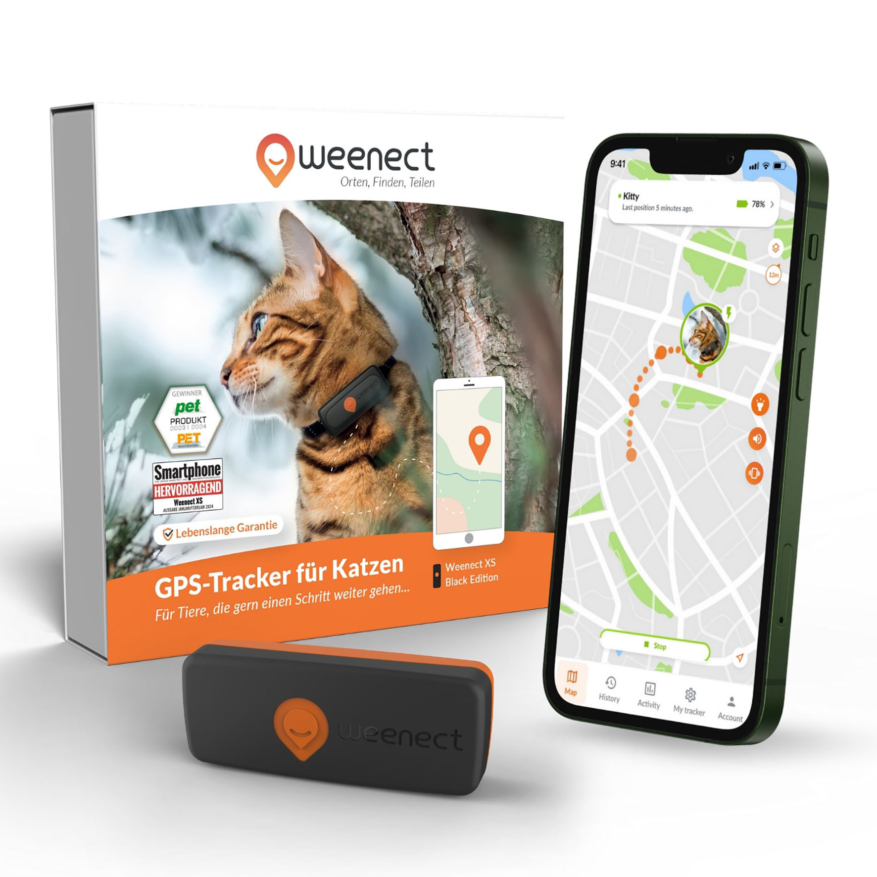 Weenect GPS Tracker für Katzen – XS, schwarz