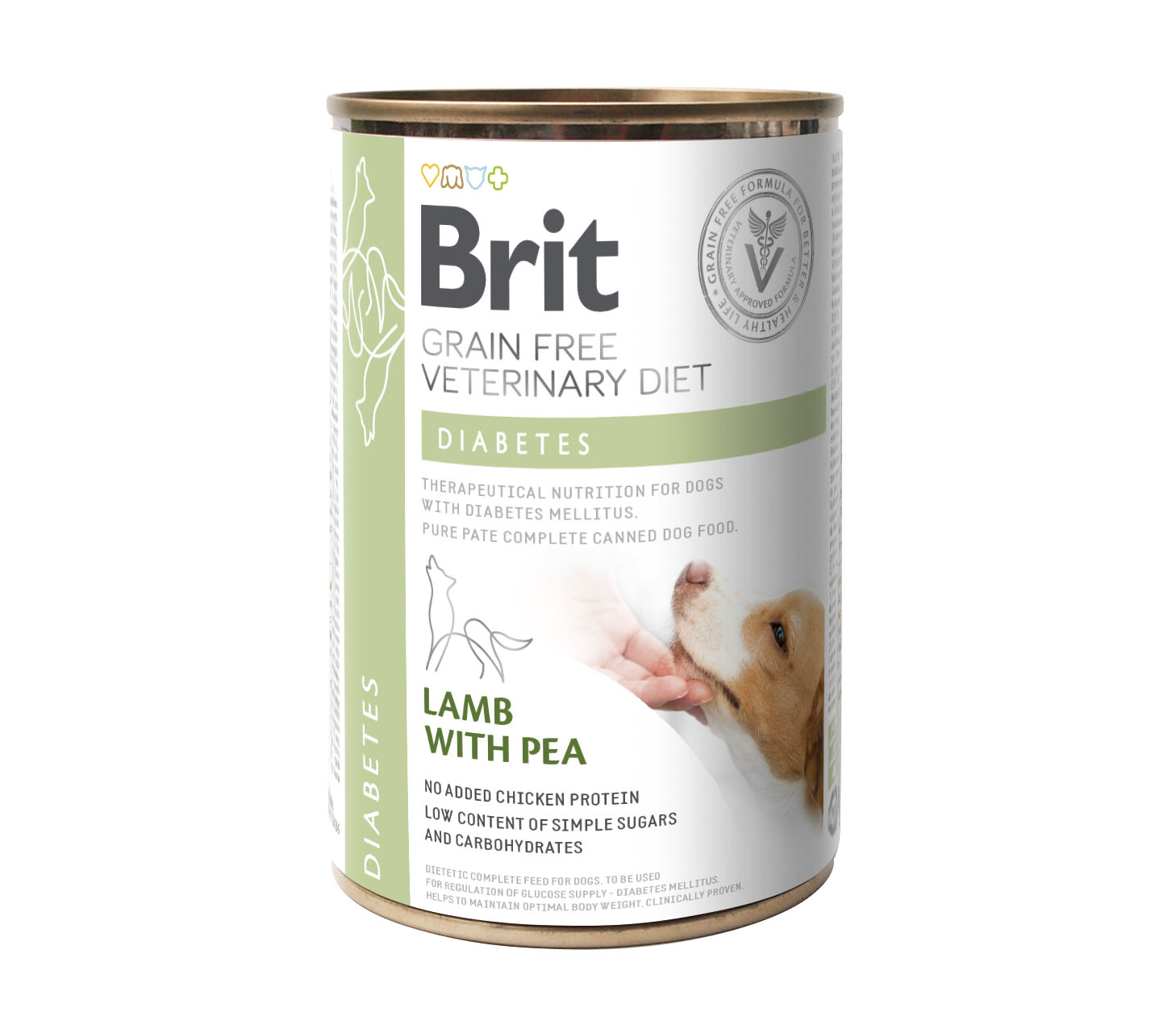 Brit Vet Diet Dog Diabetes – Agneau & Pois, aliments humides pour chiens, 400 g