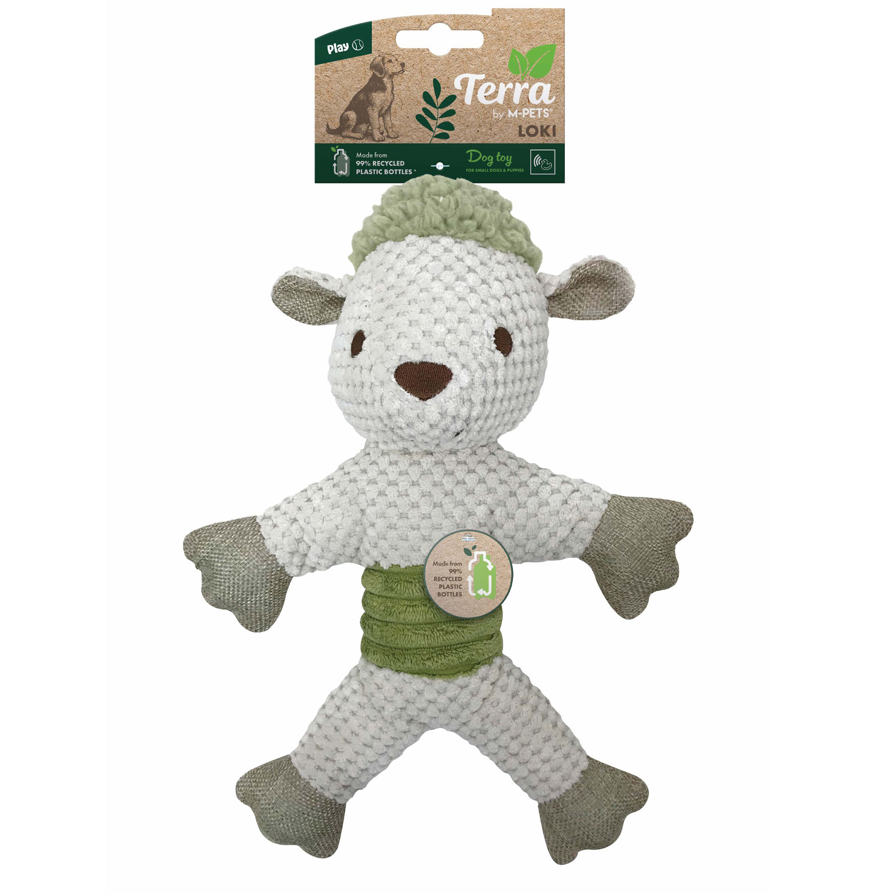 M-Pets Jouet pour chien Loki, blanc & vert, 30x22x8cm