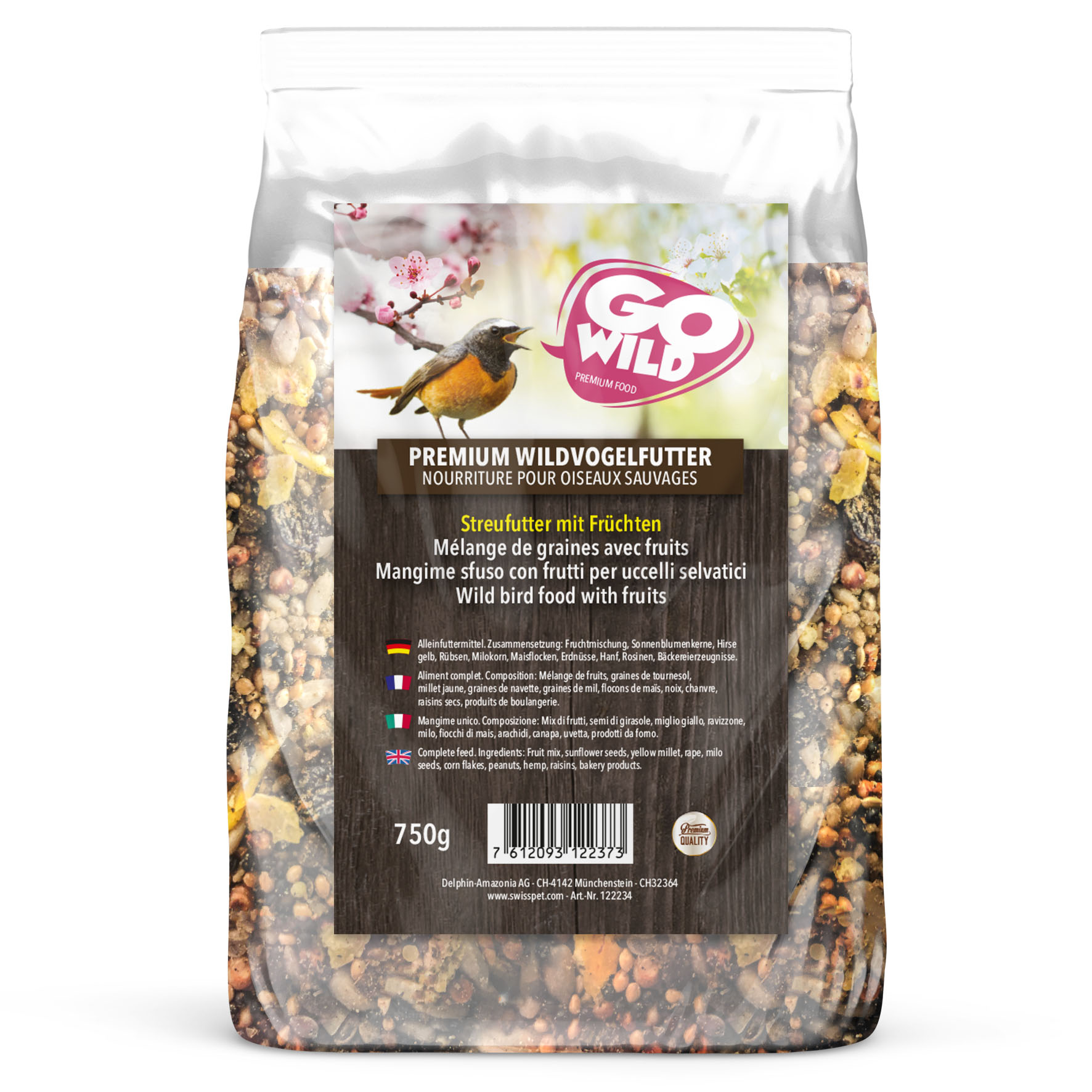 GOWILD Streufutter mit Früchten 750g