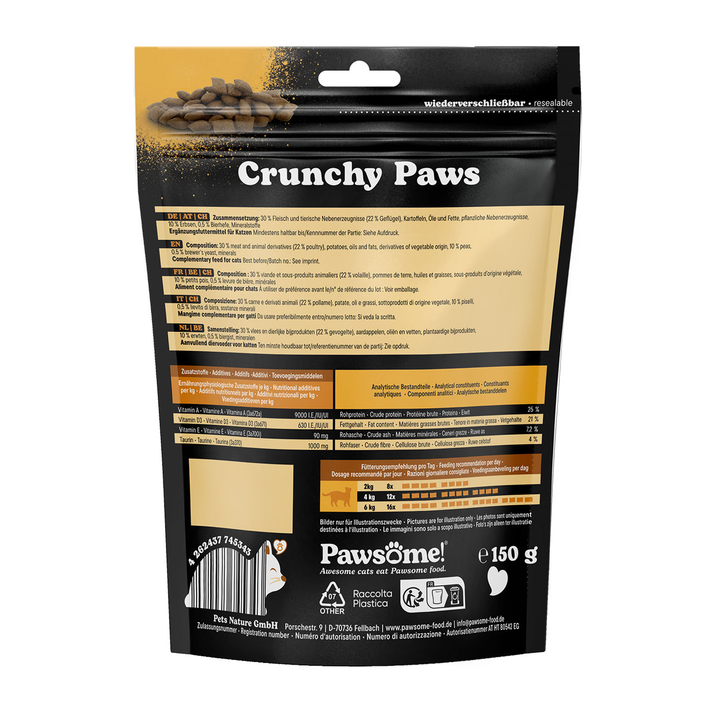 Pawsome! Crunchy Paws Geflügel 150g