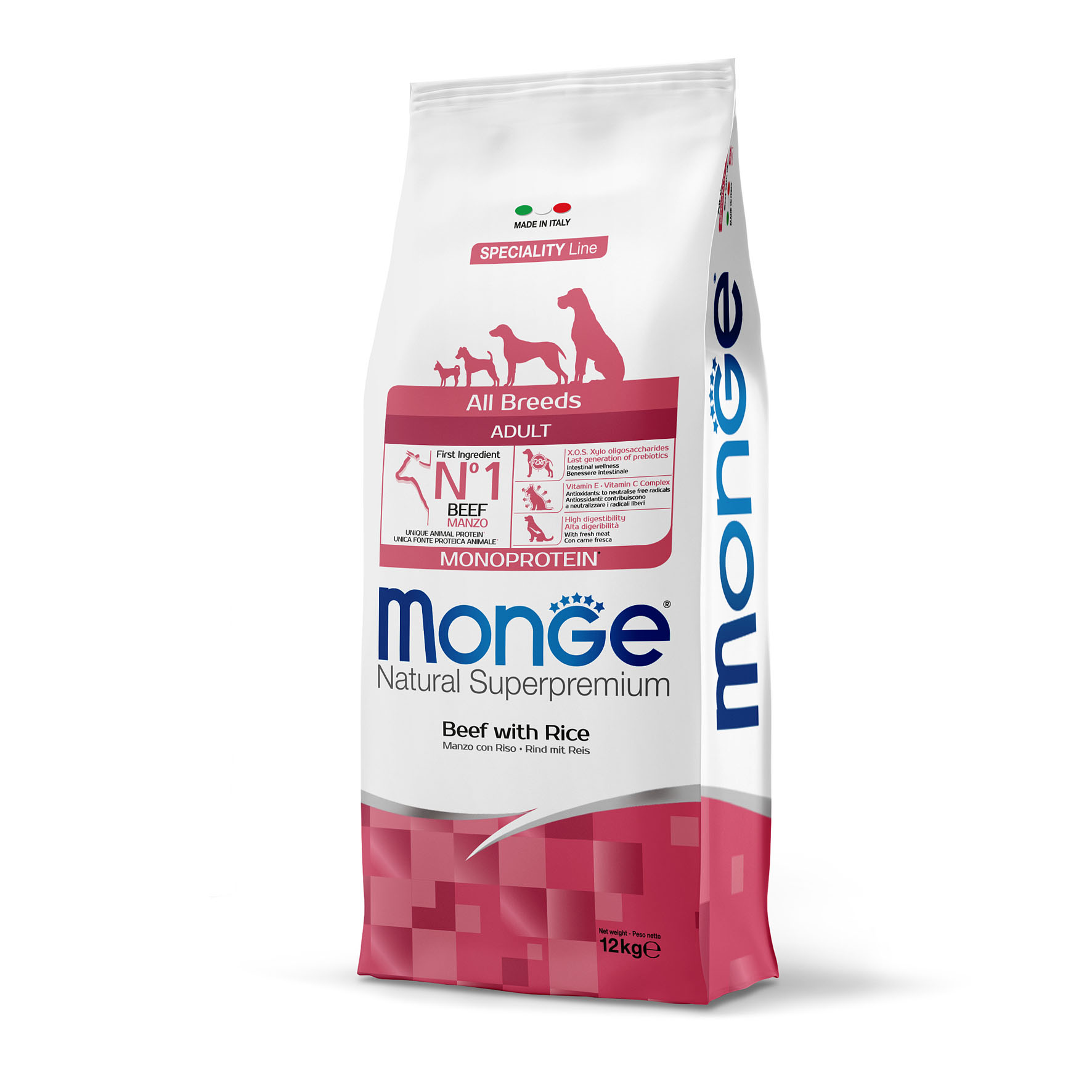 Monge Dog Adult All Breeds Rind & Reis, 12kg