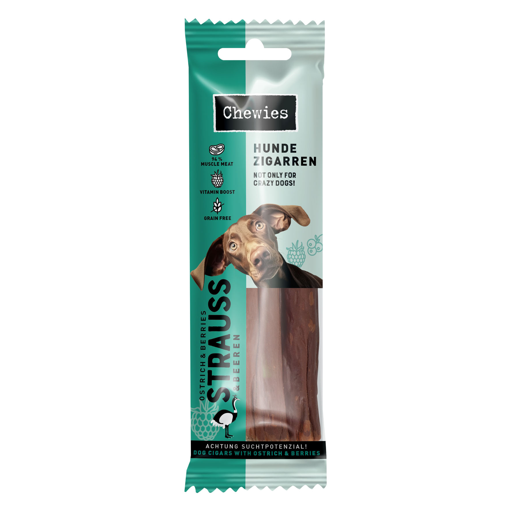 Chewies Hundezigarre Strauss & Beeren 75g