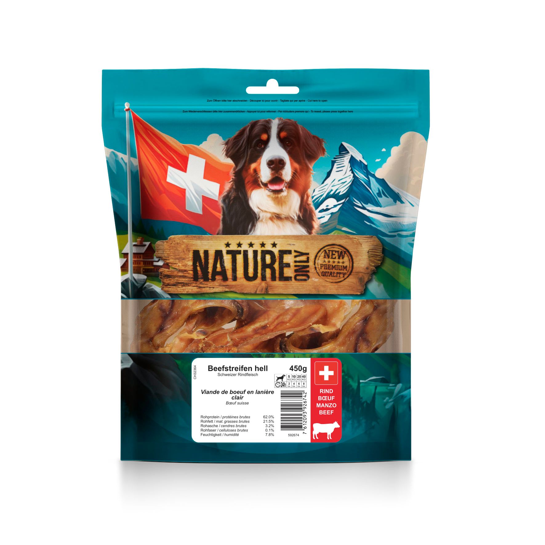NatureOnly Beefstreifen hell, 450g