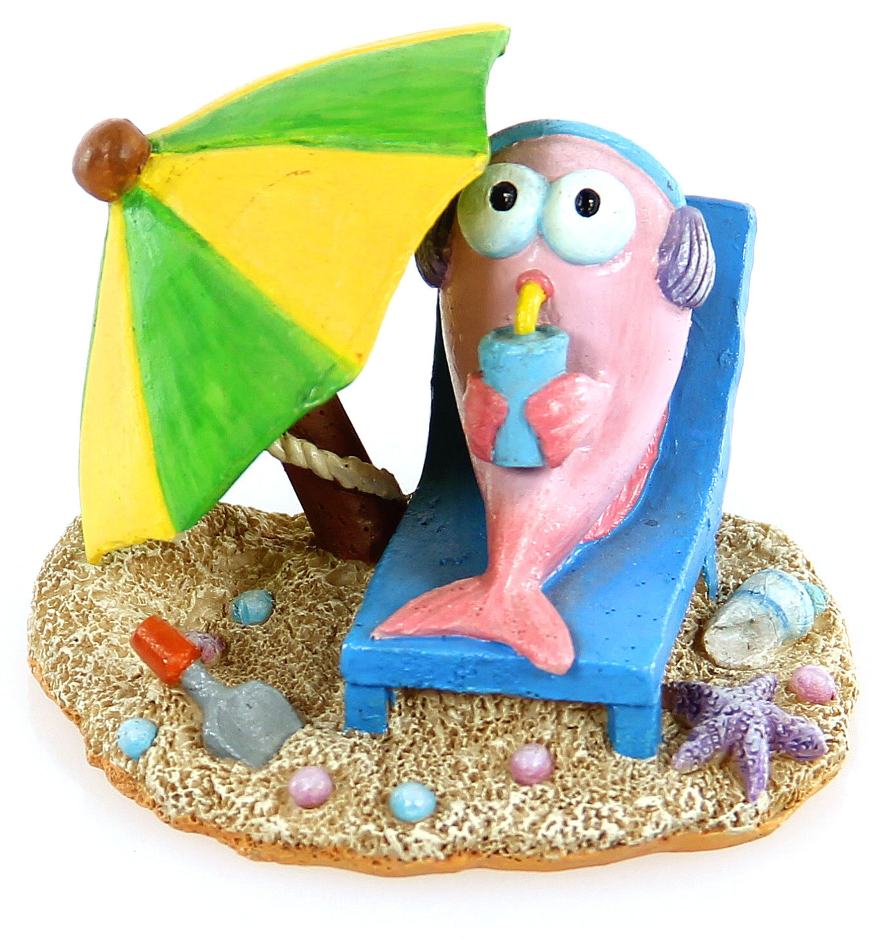 Mini-Déco Fish on Beach, rose, 7x7x5.8cm