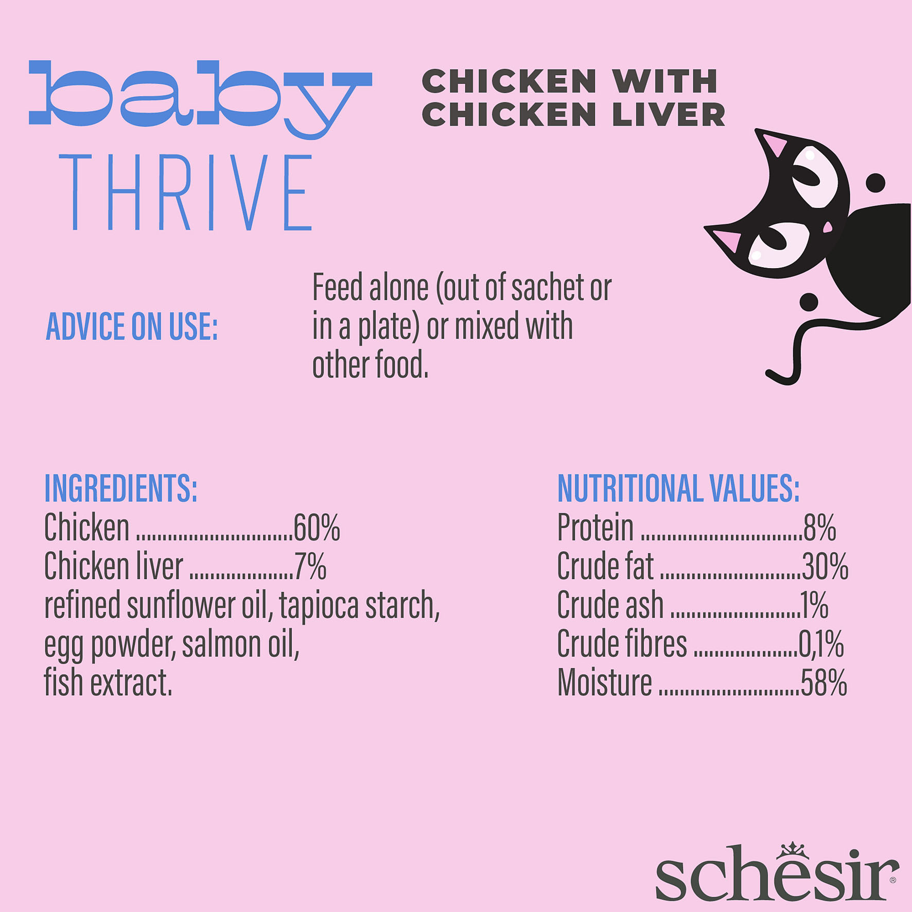 Schesir Baby Thrive Pollo con fegato di pollo, 20x8g