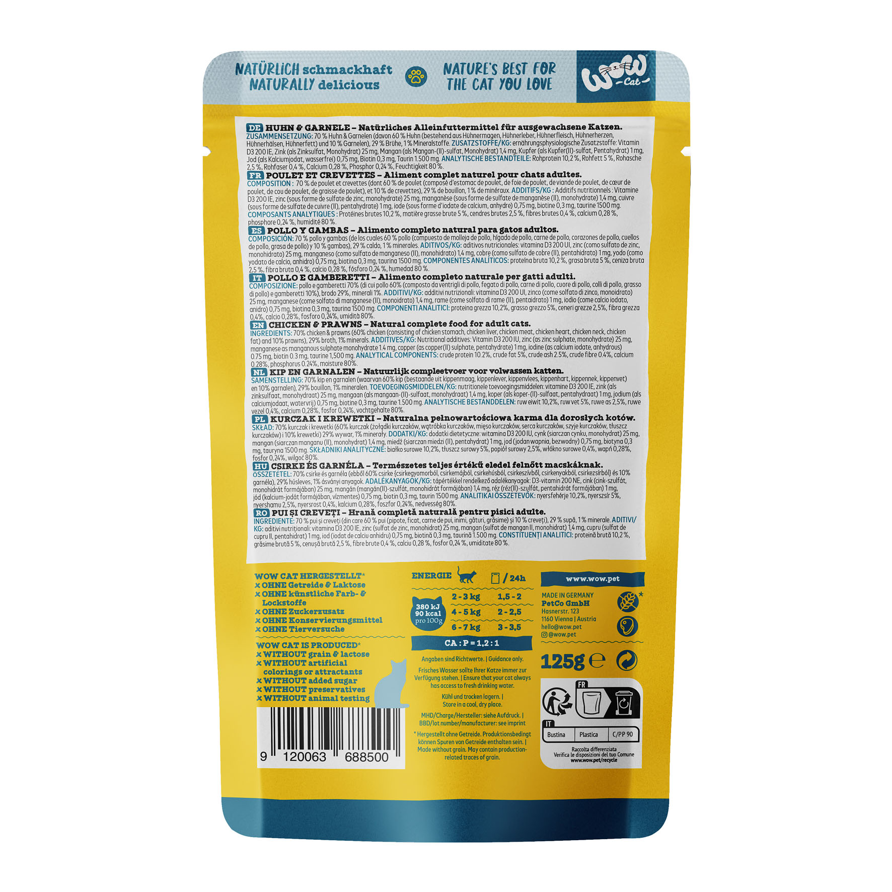 Adult, Paté, Poulet & Crevettes, 125g