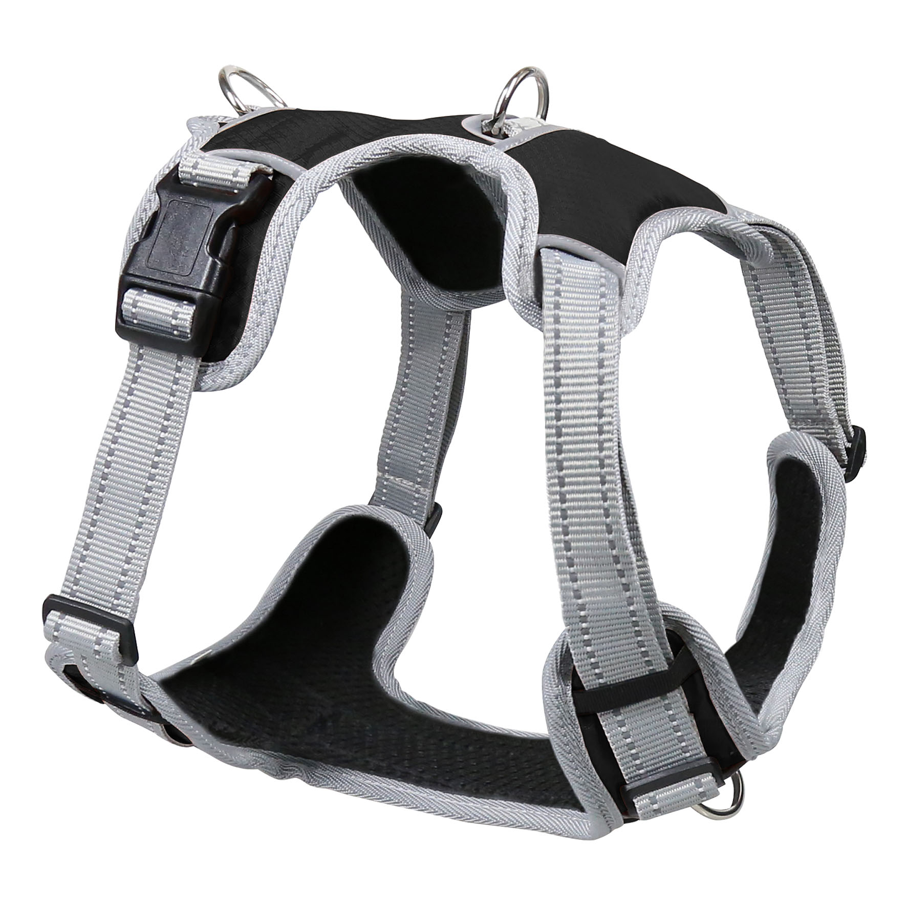 swisspet Geschirr Bronx Trail, grau-schwarz, S: Hals: 55-85cm; Taille: 75-110cm; Rückenlänge: 20.5cm