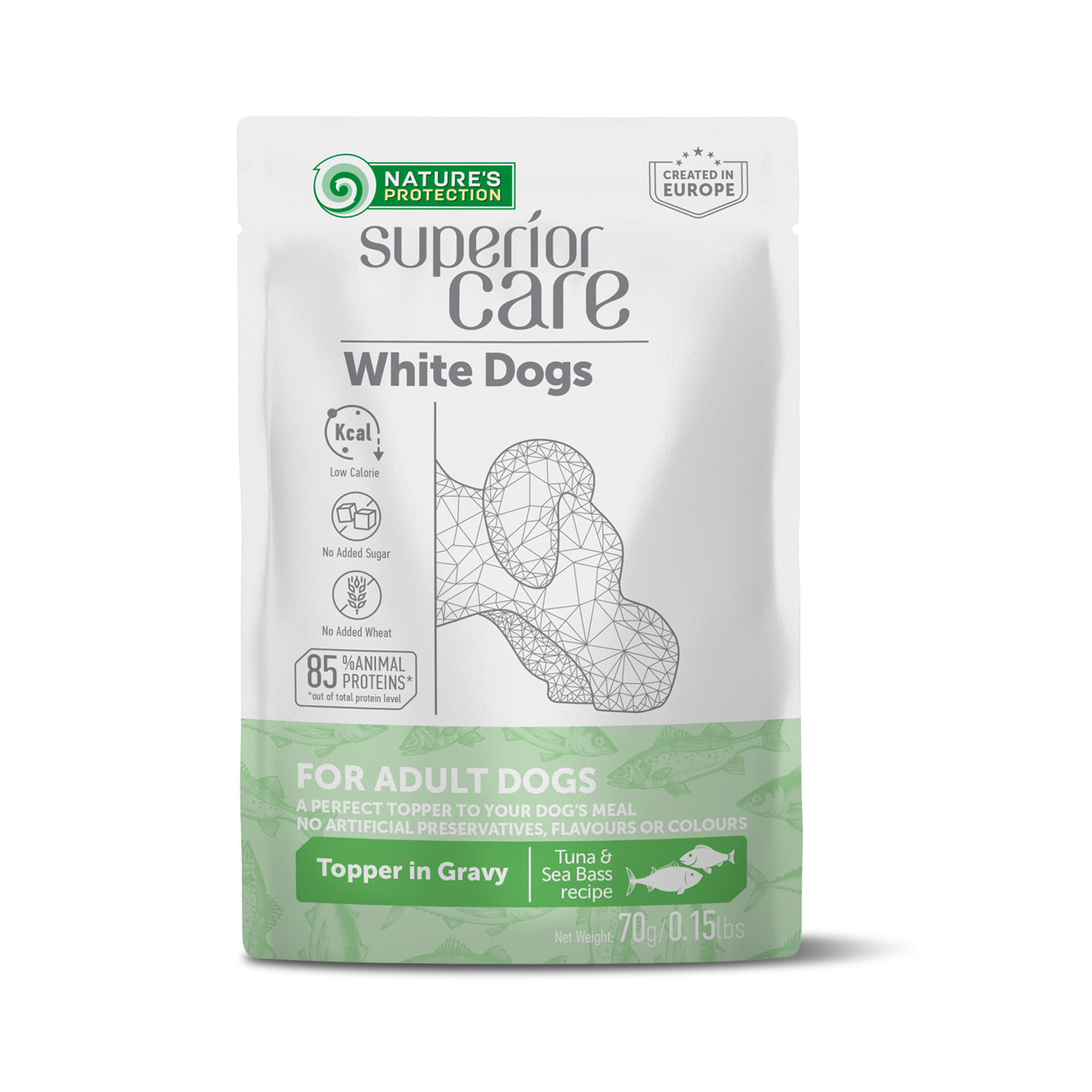 Superior Care White Dogs Nassfutter Thunfisch & Wolfsbarsch 70g