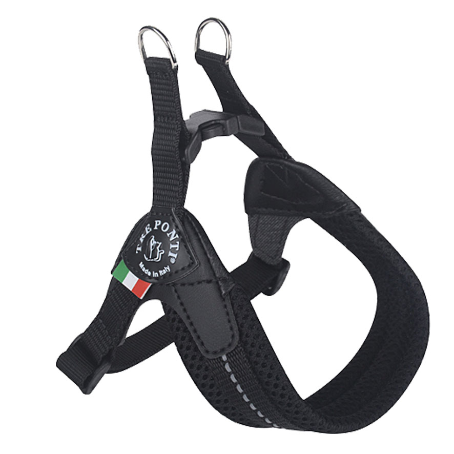 Tre Ponti Hundegeschirr, Netzstoff schwarz, verstellbar