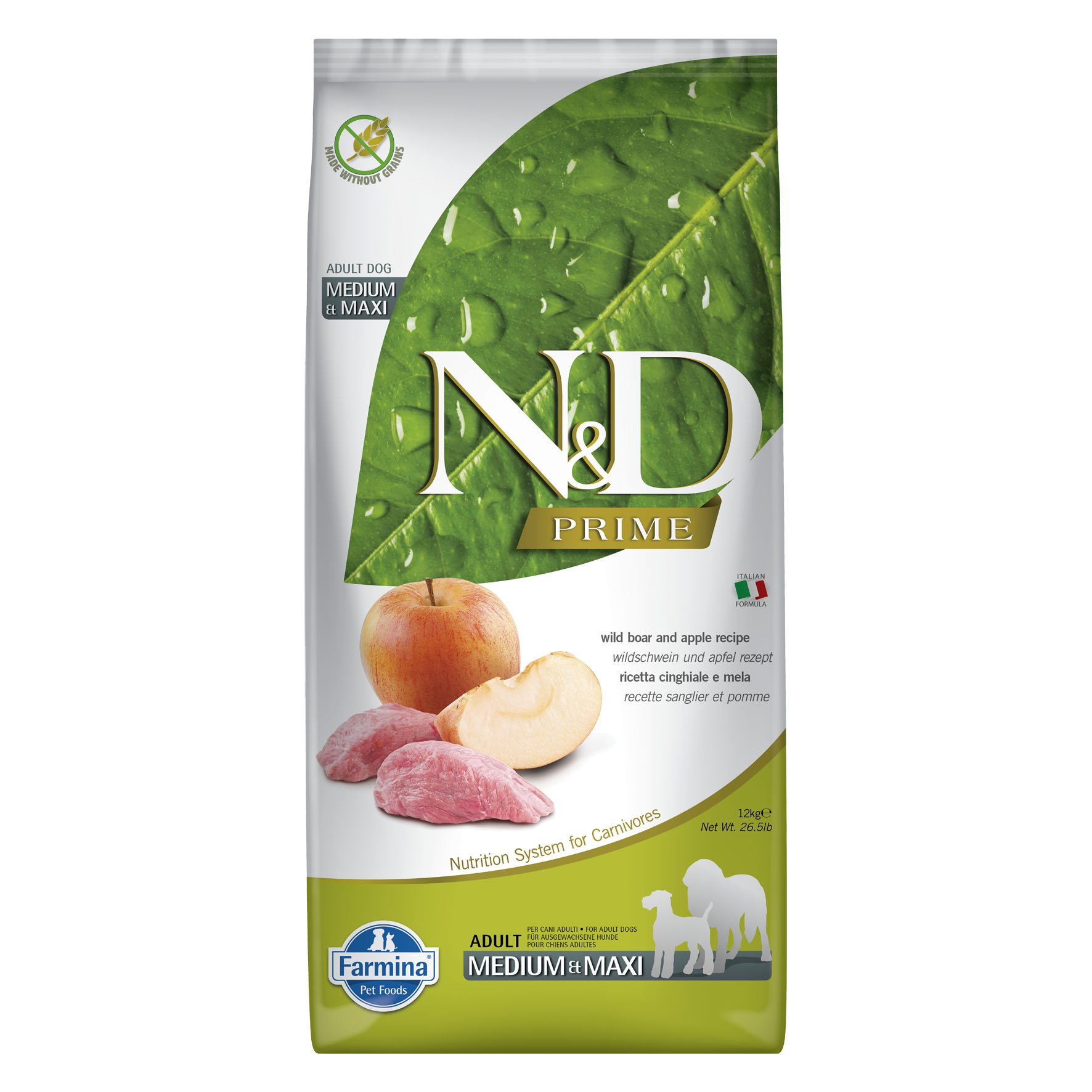 Farmina Prime Adult Med/Max Sanglier & Pomme, 12kg