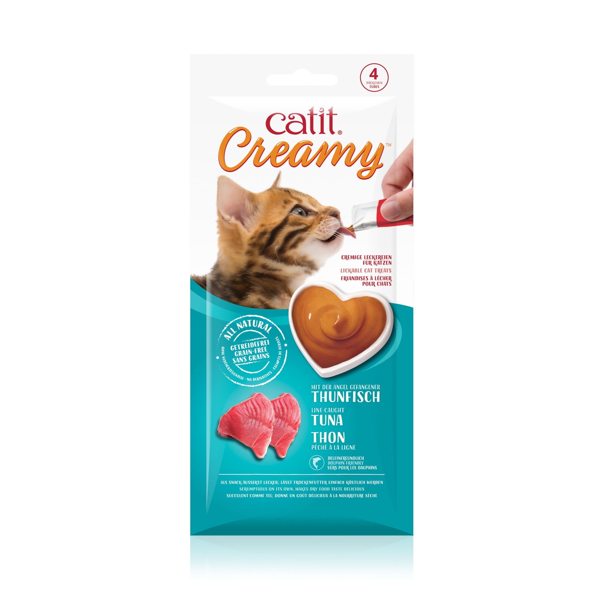 Catit Creamy - Thon, friandise pour chat, 4 x 10 g