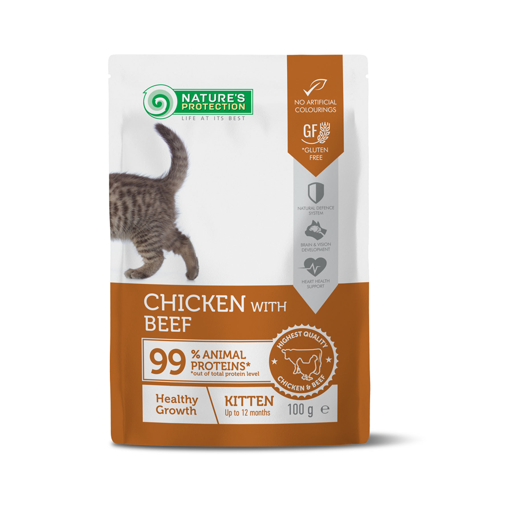 Nature's Protection Beutel für Kätzchen Huhn mit Rind, 100g
