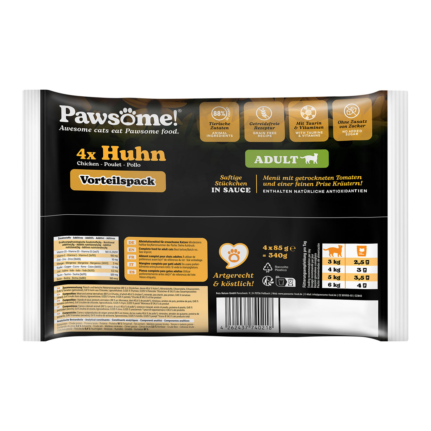 Pawsome Adult Huhn 4x85g