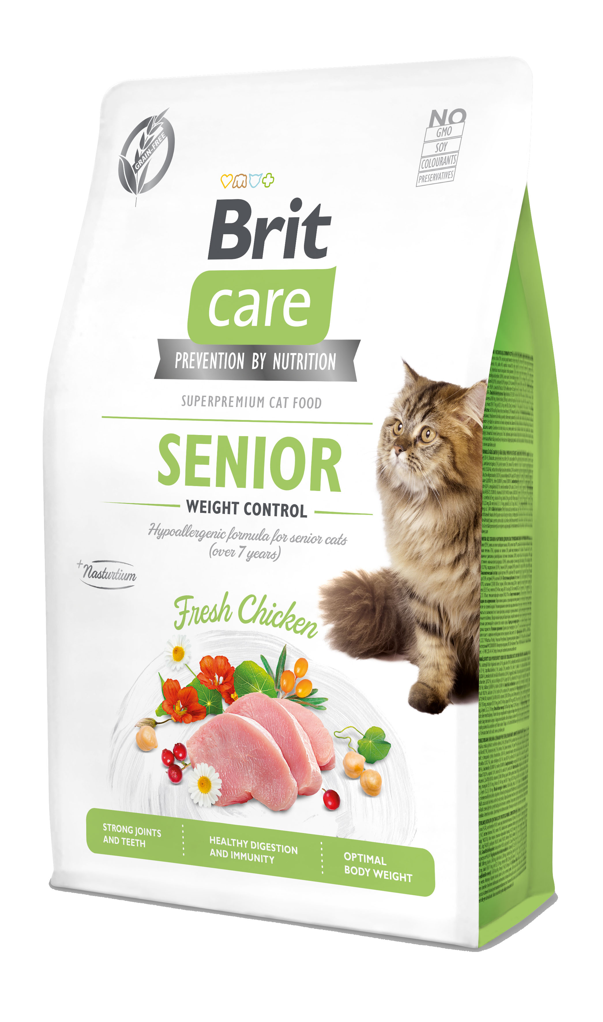Brit Care Cat Senior Weight Control – Poulet, croquettes pour chats âgés, 2 kg