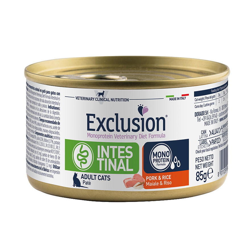Exclusion Cat VET INTESTINAL Pork & Rice 85g