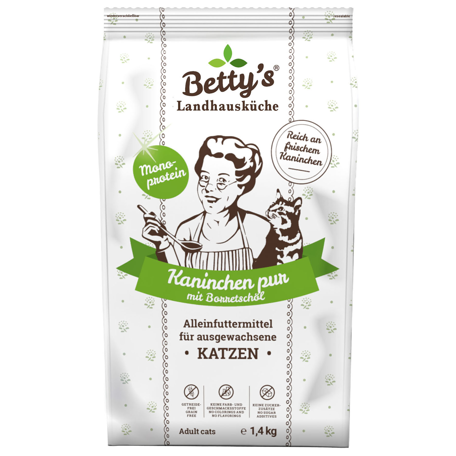Betty's Landhausküche Adult - Puro Coniglio, croccantini per gatti, 1,4 kg