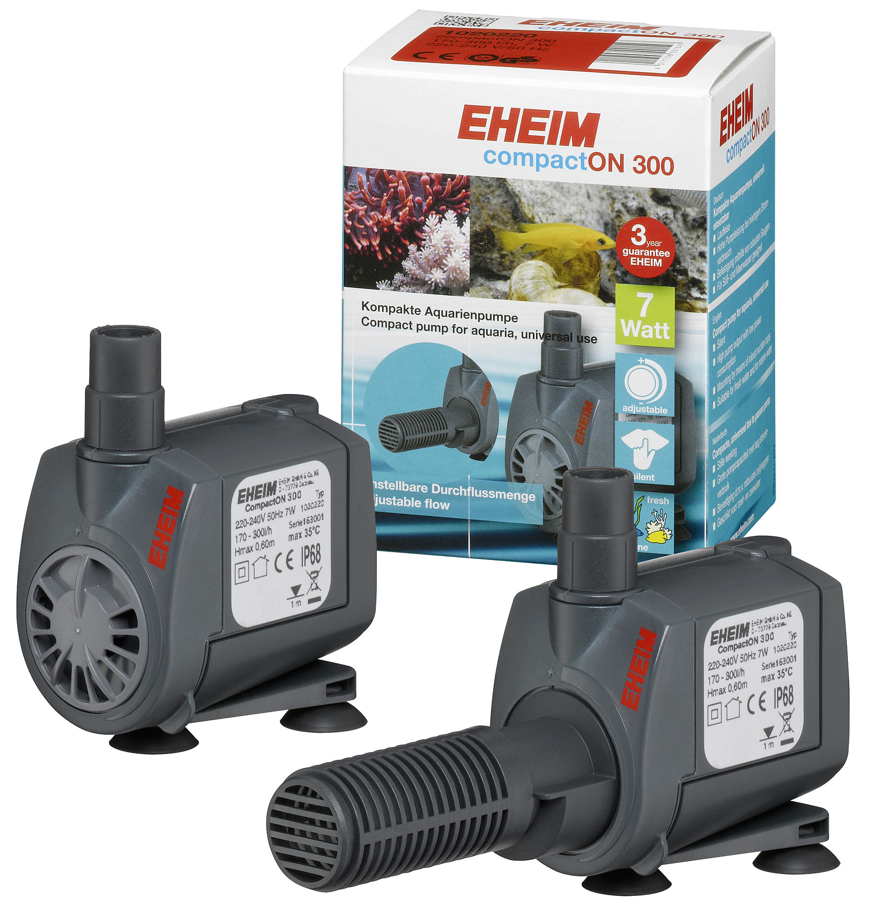 Eheim pompe d’aquarium CompactOn 300, 170-300l/h, 7W, 0.6Hmax m