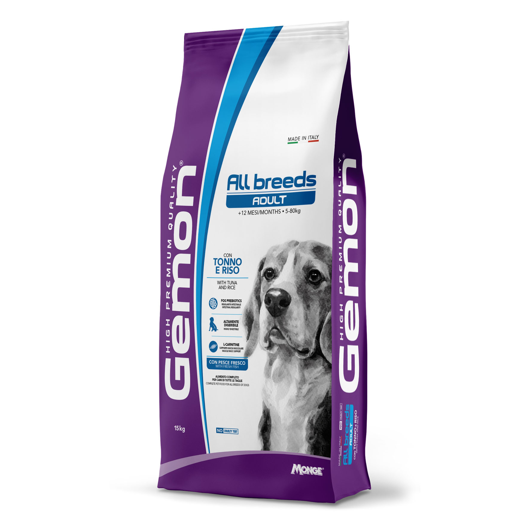 Gemon Dog Adult All Breeds - Thon, croquettes pour toutes les races de chiens, 15 kg