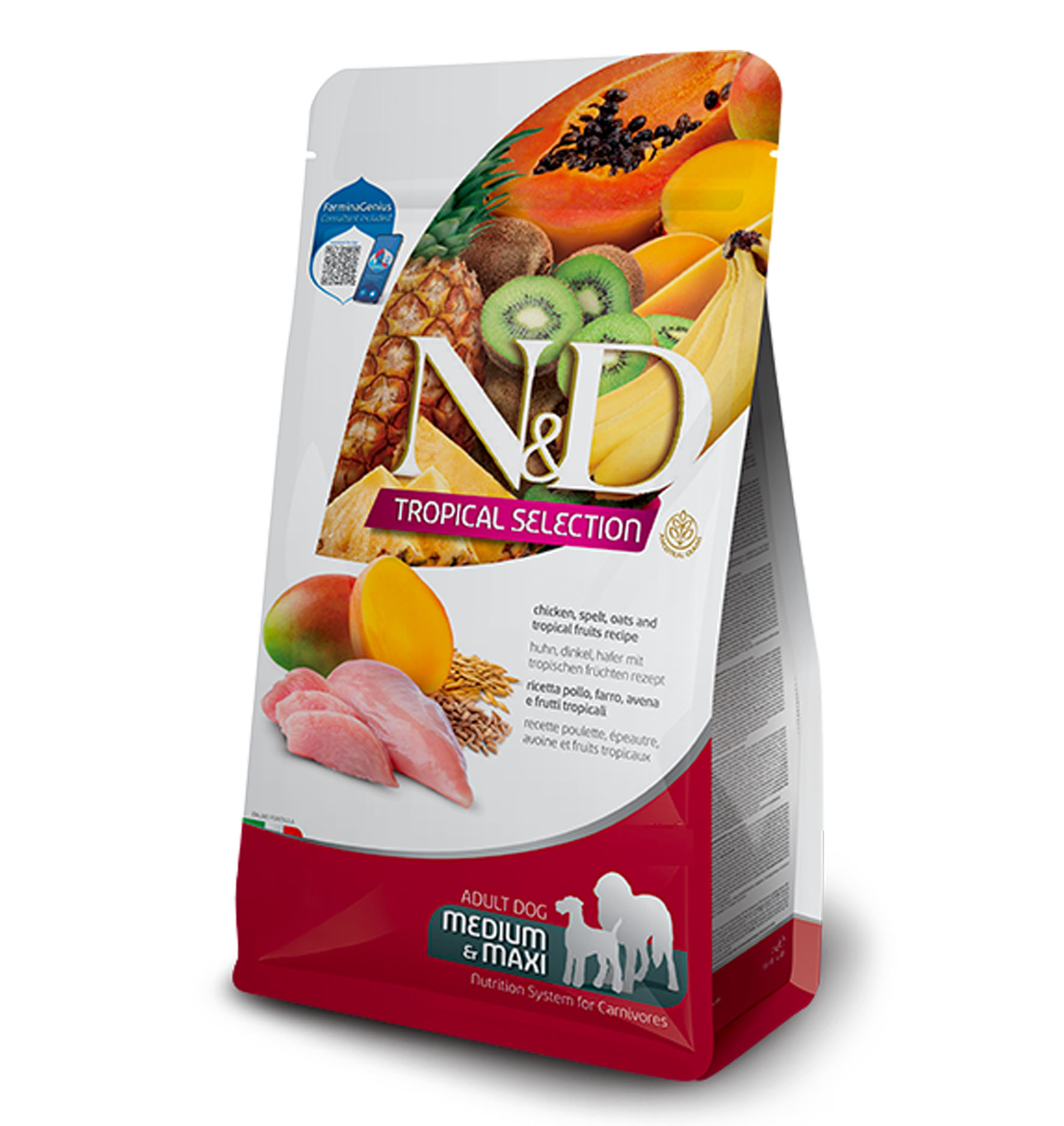 Farmina Dog N&D Tropical – Adult Medium/Maxi – Huhn & Dinkel, 10kg