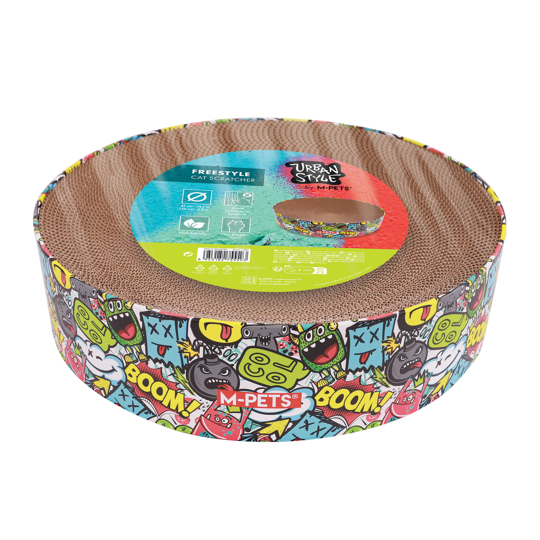 M-Pets Kratzkartonage, rund, bunt ø41cm /H10cm