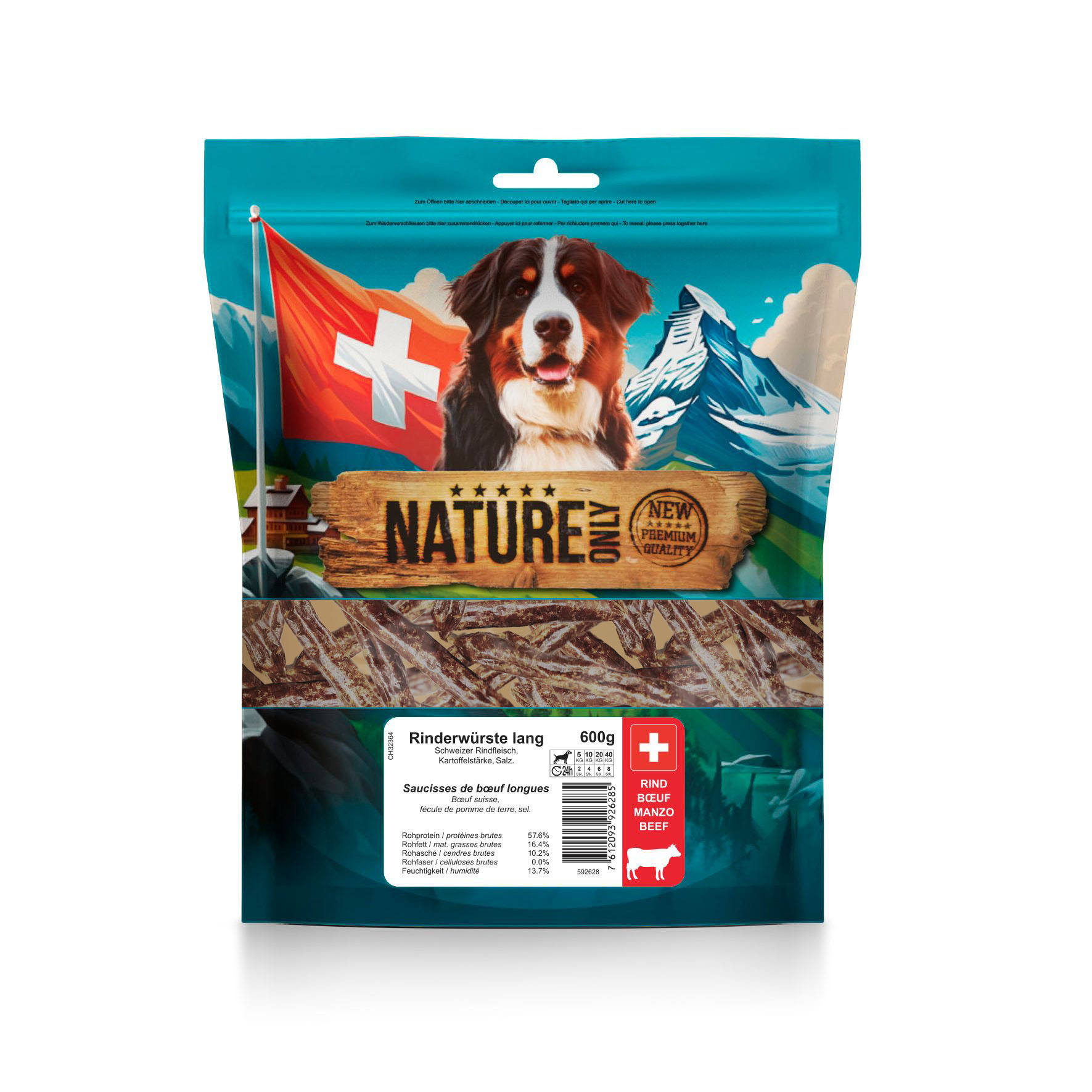 NatureOnly Rinderwürste lang, 600g