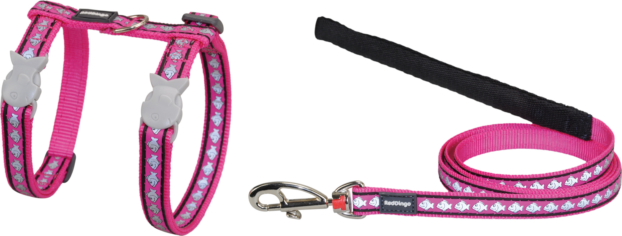 RedDingo Geschirr und Leine Reflective Fish Hot Pink - XS
