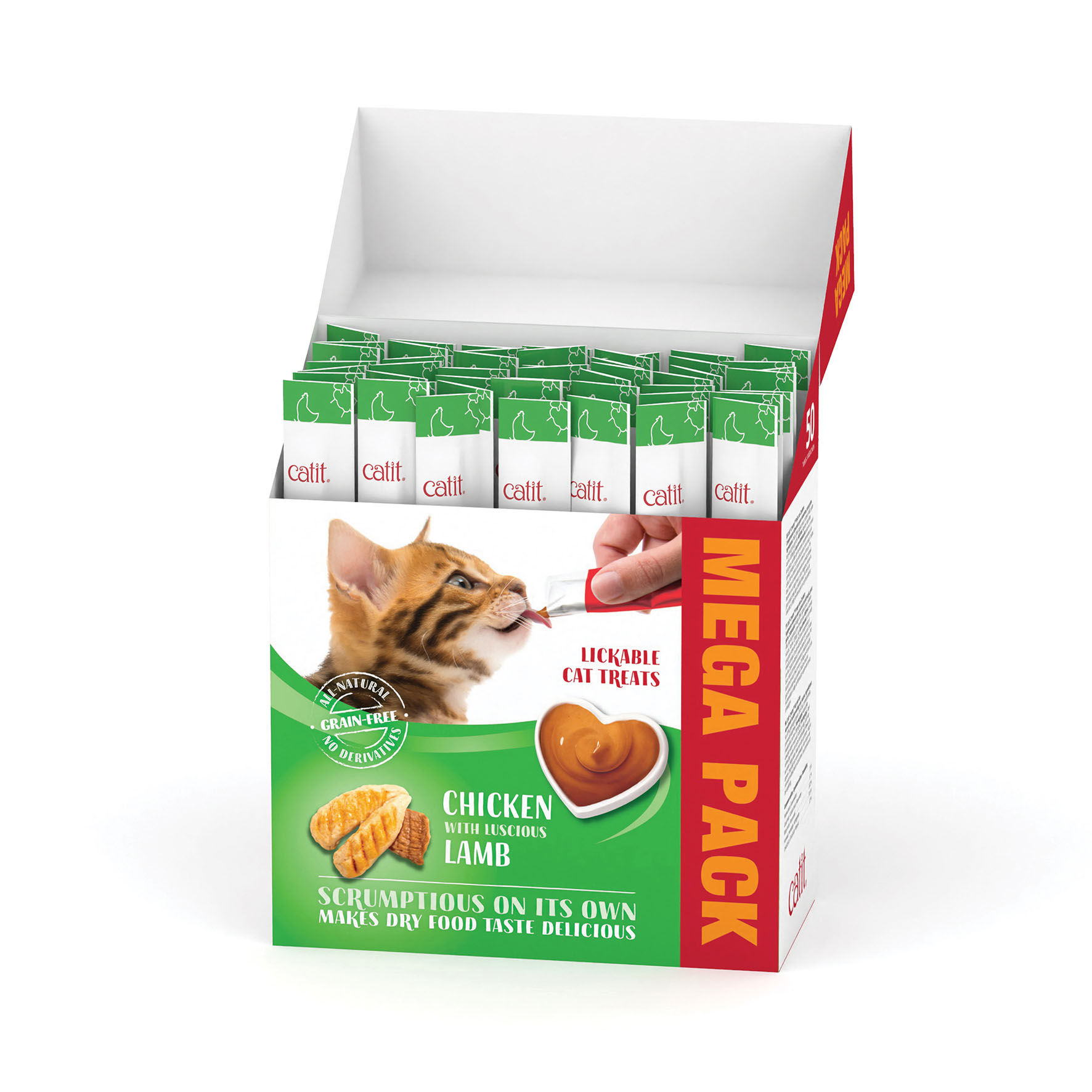 Catit Creamy - Poulet & Agneau MEGA PACK, friandise pour chat, 50 × 10 g