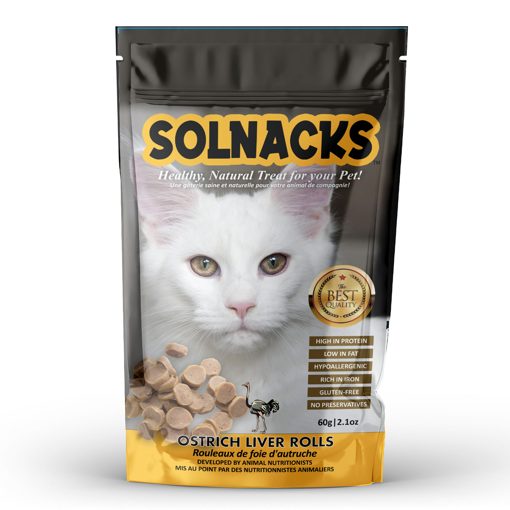 Rouleaux au foie d'autruche Solnacks Cat, 60 g