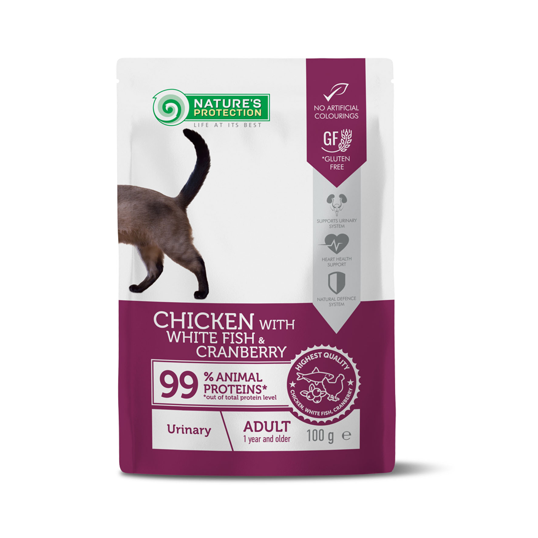 Nature's Protection Beutel für die Harnwege von Katzen, Huhn, Weißfisch und Cranberry, 100g