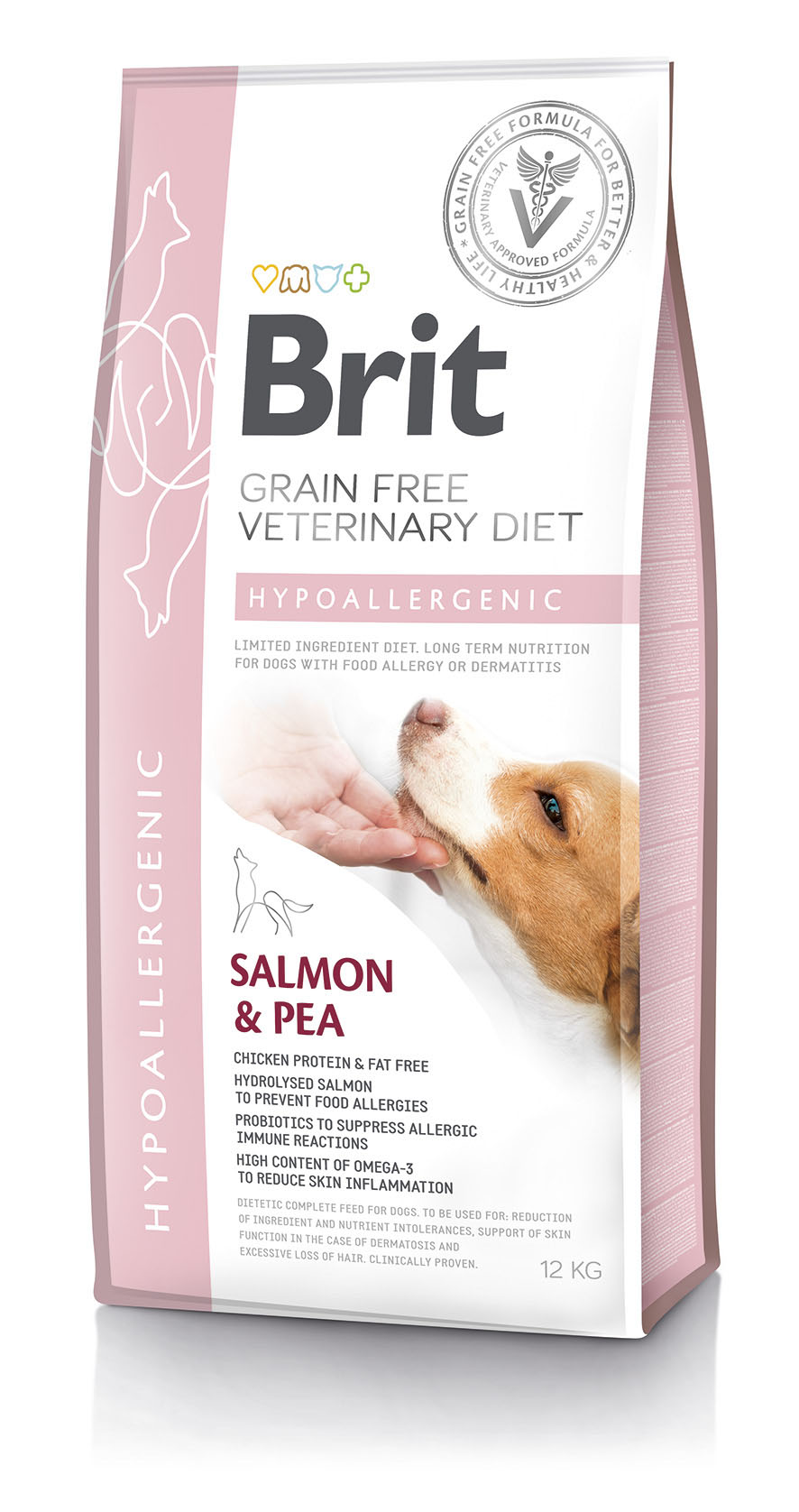 Brit Vet Dog Hypoallergen – Saumon & Pois, croquettes pour chiens, 12 kg