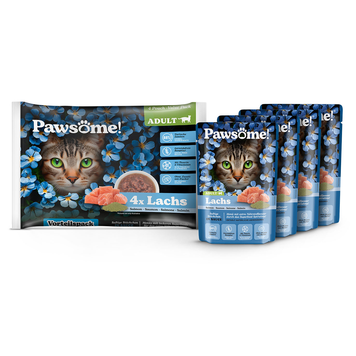 Pawsome Adult Lachs 4x85g