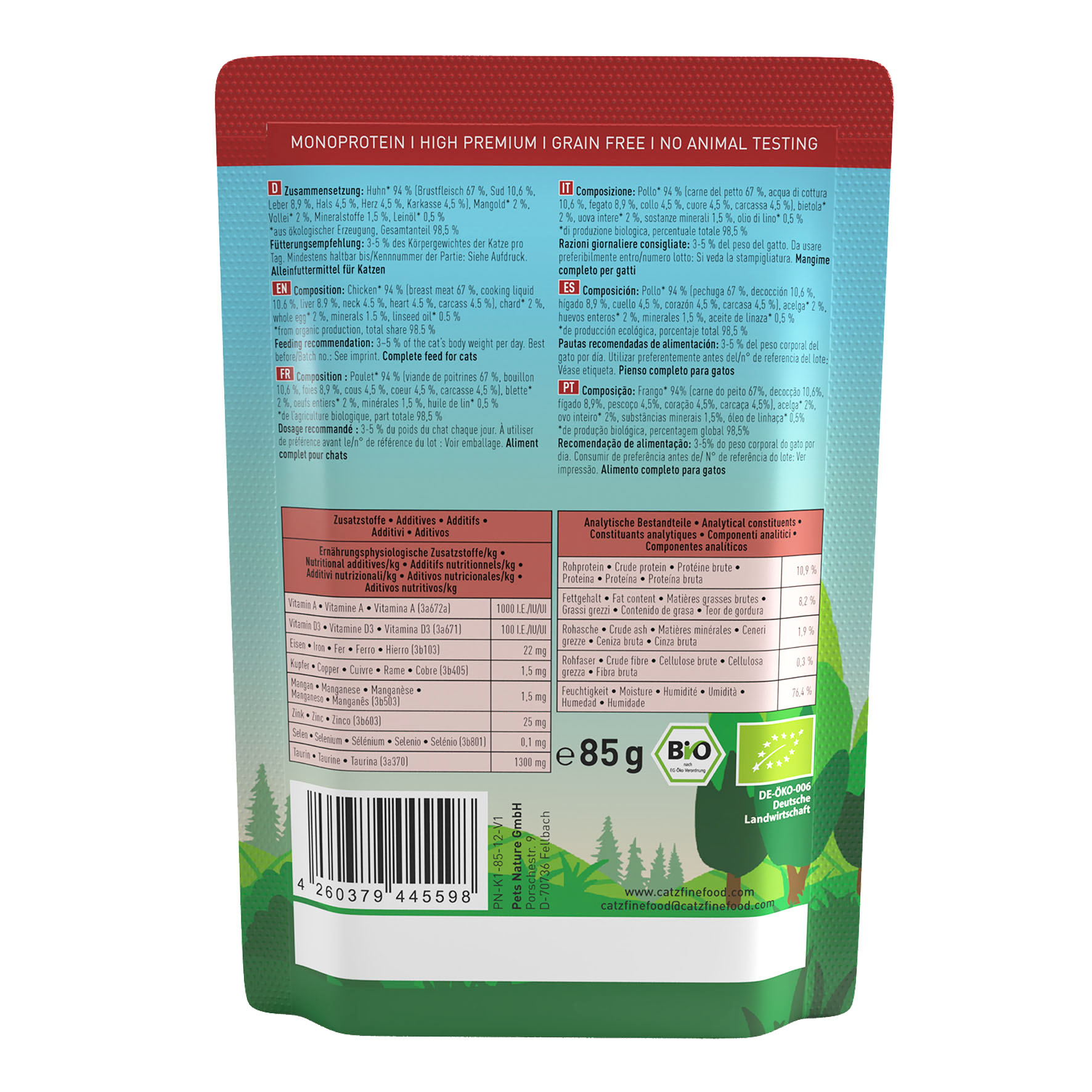 Catz Finefood Bio No. 503 avec poulet, 85g