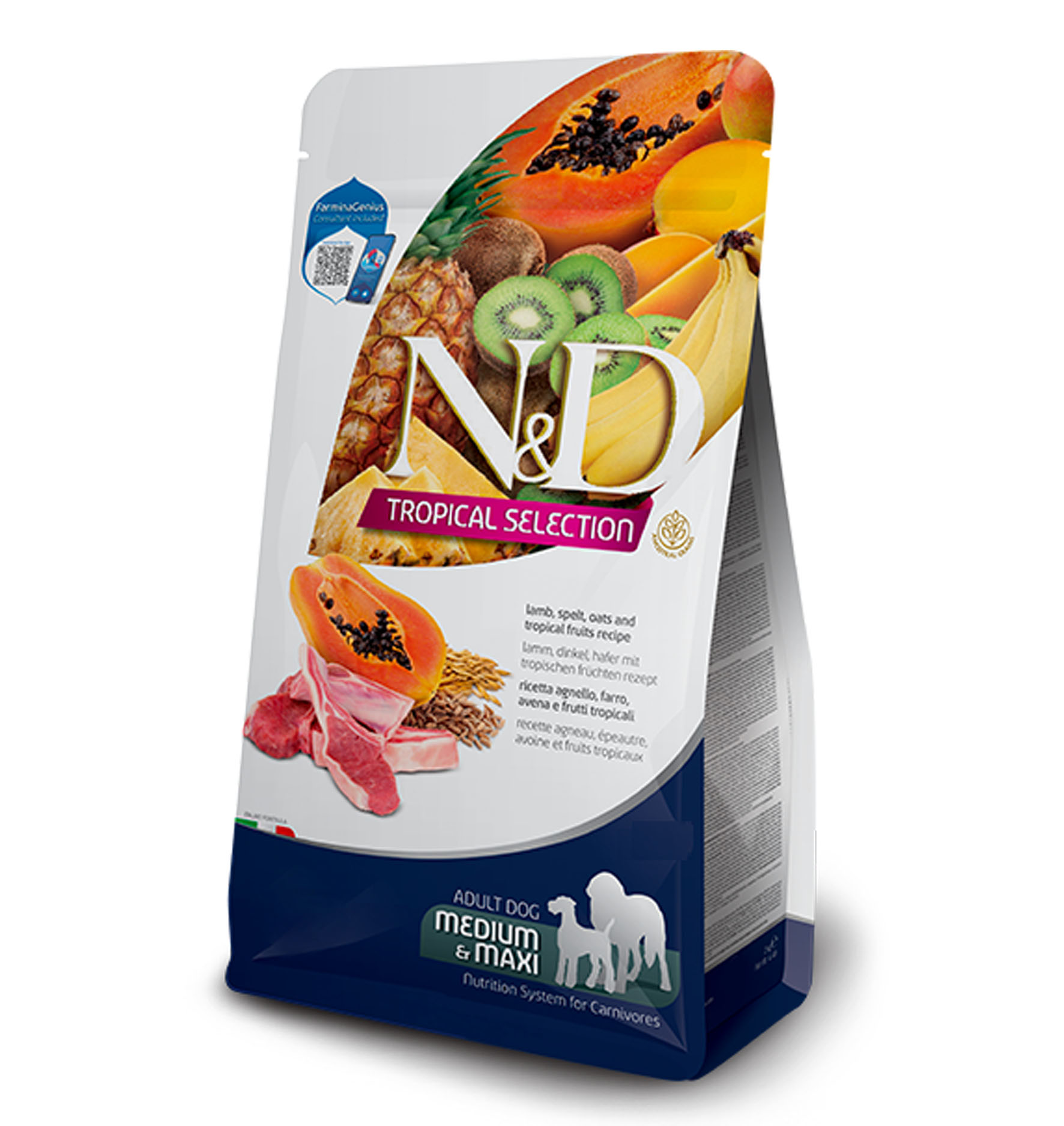 Farmina Dog N&D Tropical – Adult Medium/Maxi – Lamm & Dinkel, 10kg