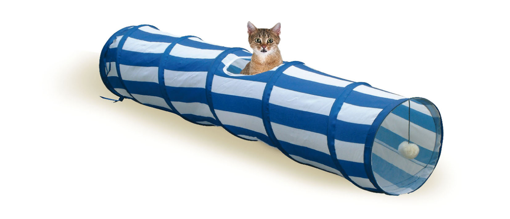 swisspet Katzenspieltunnel Outdoor, 130cm ( blau/weiss)